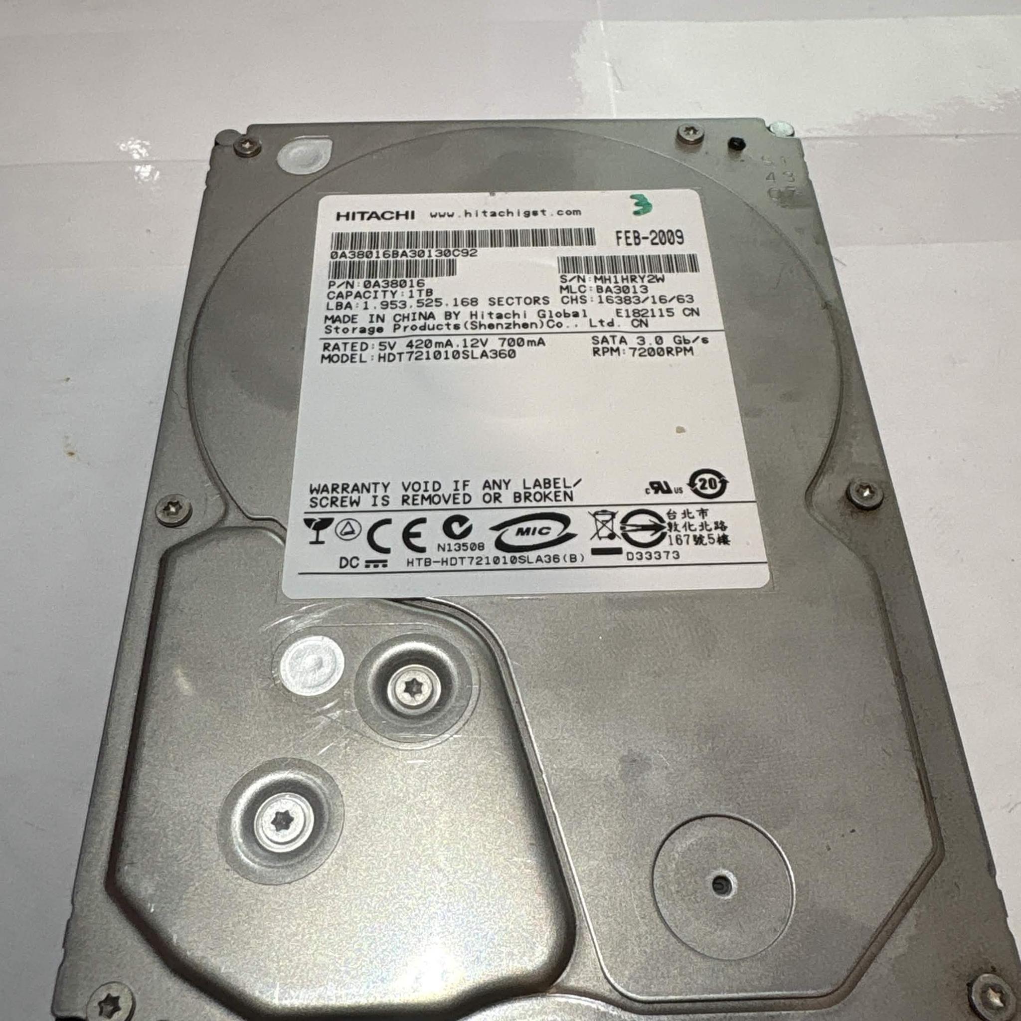 Hitachi HDT721010SLA360 1TB 7200RPM SATA Hard Drive (Caution SMART) (NM)