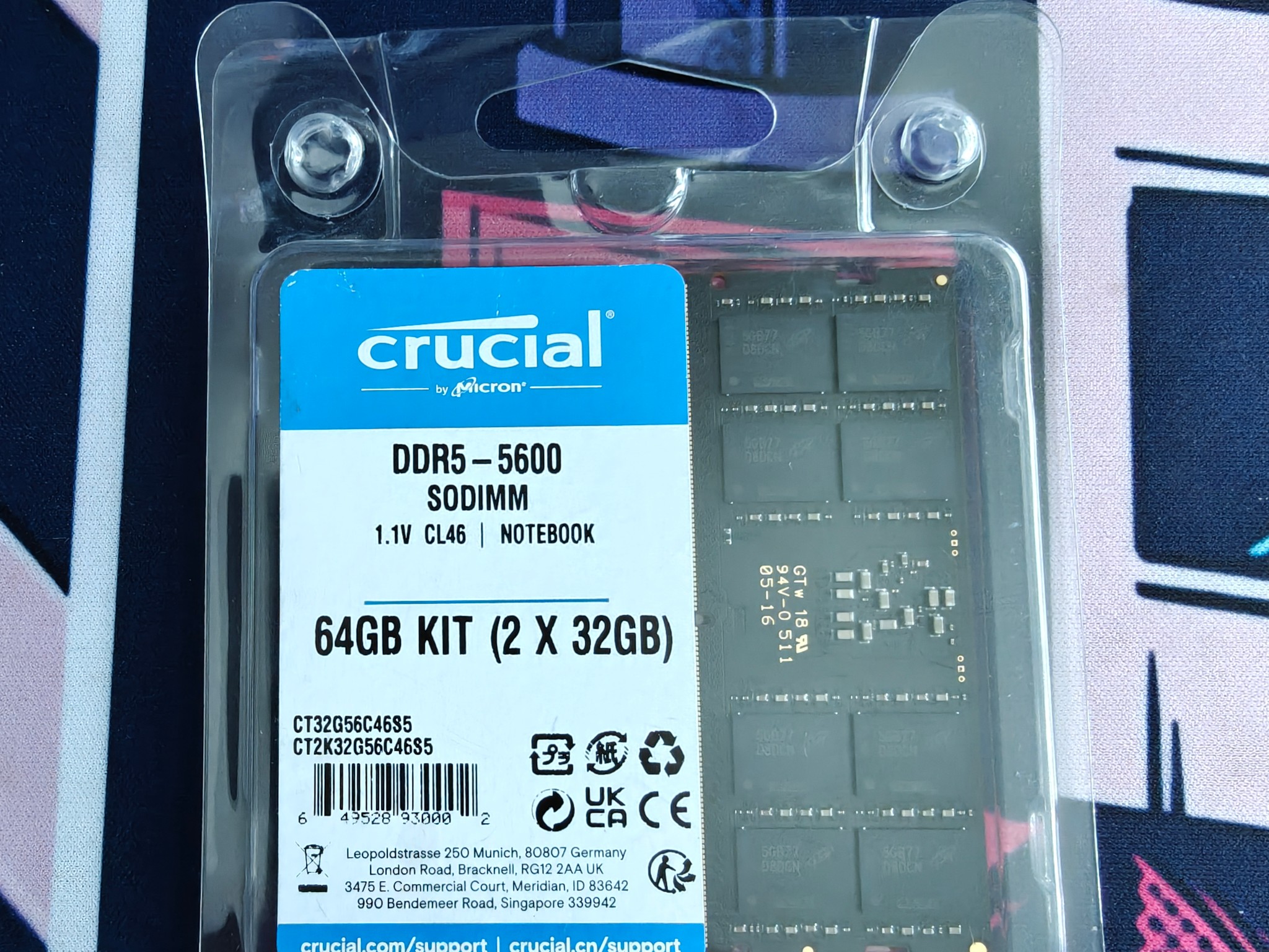 Crucial - 64GB (2x32GB)- DDR5 - 5600- (CT2K32G56C46S5)