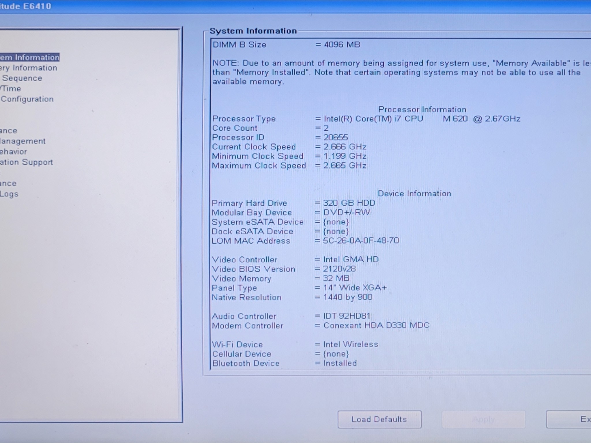 Dell Latitude E6410 Intel Core i7-620M 4GB RAM 320GB HDD MX Linux Charger 2x Batteries