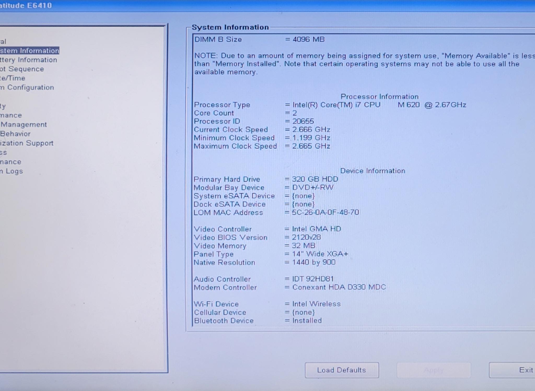 Dell Latitude E6410 Intel Core i7-620M 4GB RAM 320GB HDD MX Linux Charger 2x Batteries