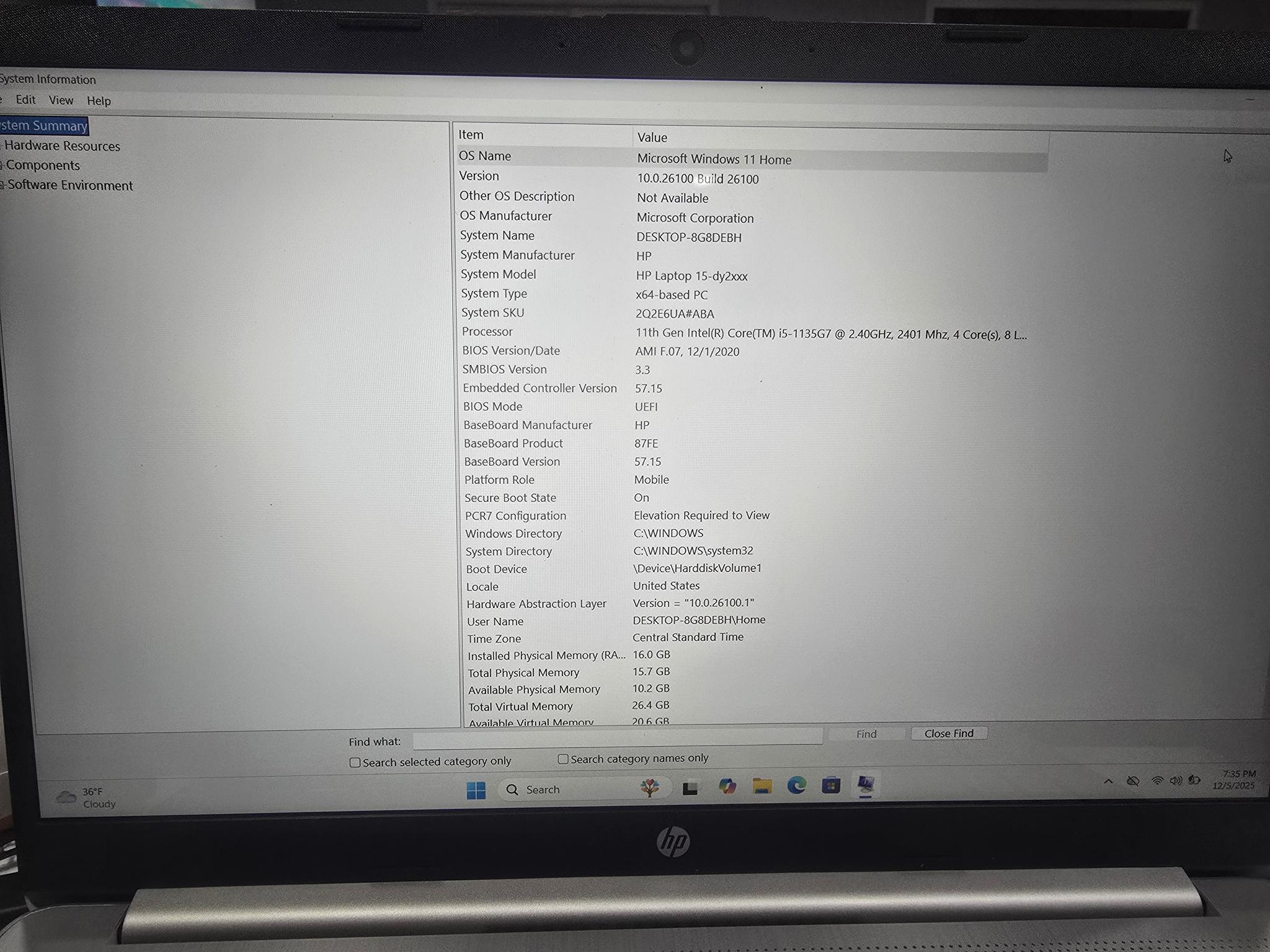 HP Laptop 15-Dy2056ms 16GB ram 500GB nvme