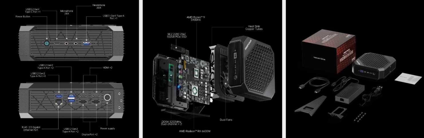 Minisforum Neptune HX90G Mini-PC w/ AMD Ryzen 9 5900HX/RX 6600M & 16GB 3200 MT/s DDR4 (NO STORAGE)