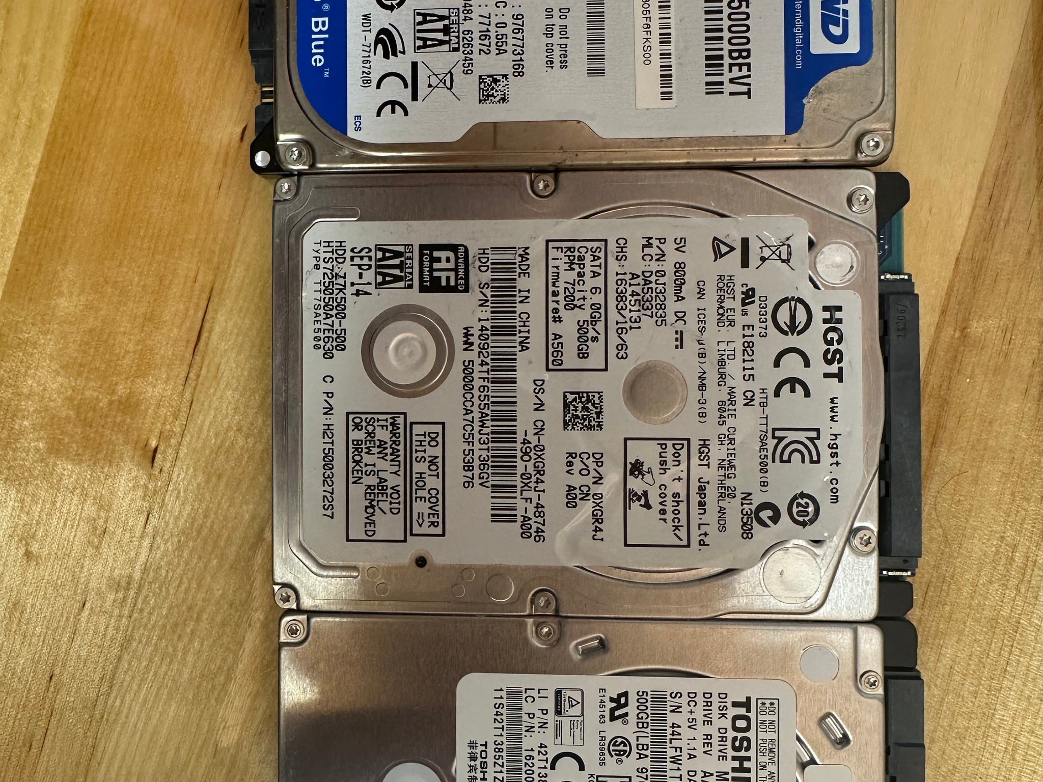 4x 1TB & 3x 500gb laptop hdd lot