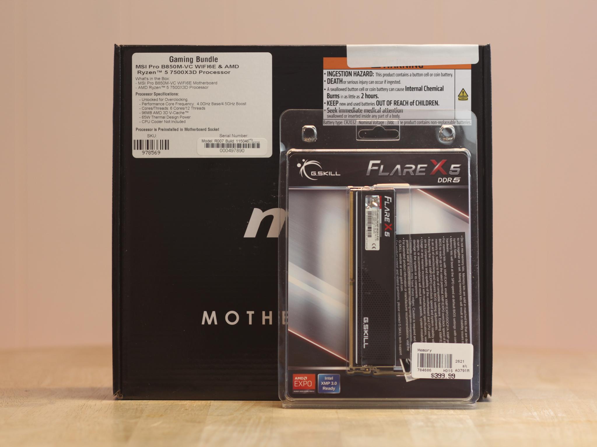 AMD Ryzen 5 7500X3D, 16GB DDR5, PRO B850M-VC WIFI6E CPU / Motherboard Bundle