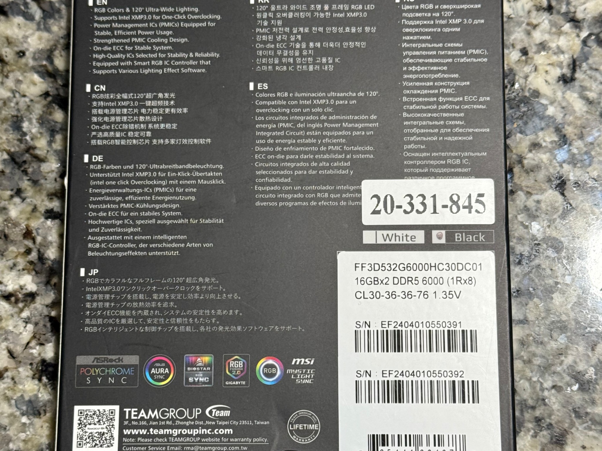 TEAMGROUP T-Force Delta RGB DDR5 Ram 32GB (2x16GB) 6000MHz PC5-48000 CL30