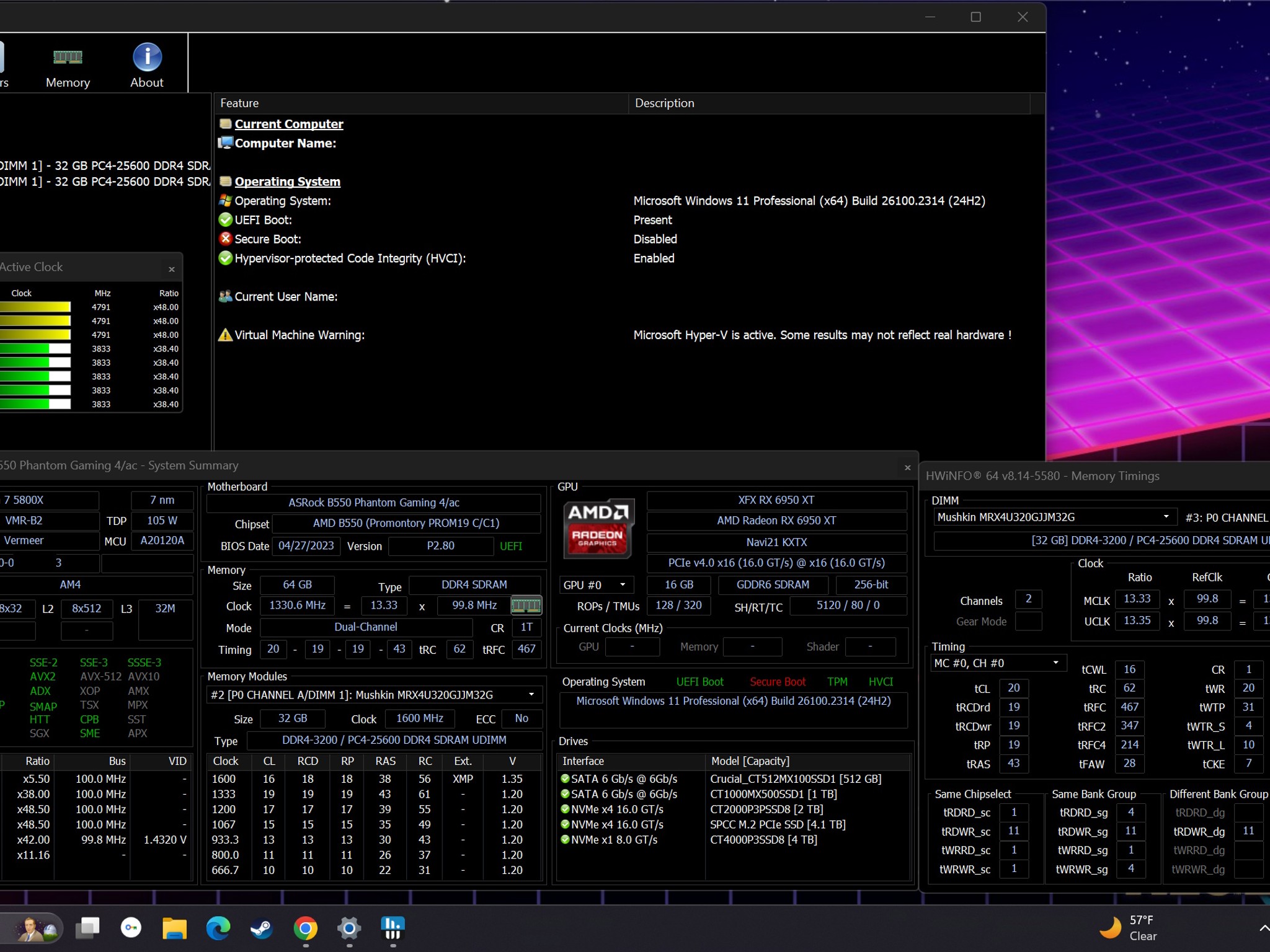 AMD Ryzen 7 5800X 8-Core Processor  64GB RAM B550 ASROCK Phantom Gaming 4/ac