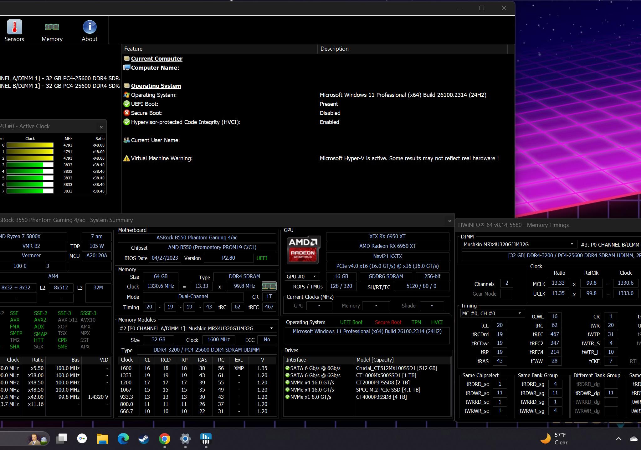 AMD Ryzen 7 5800X 8-Core Processor  64GB RAM B550 ASROCK Phantom Gaming 4/ac