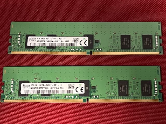 SK Hynix 16GB DDR4 PC4-19200 2400MHZ ECC REG DIMM Memory Ram  Modules (8GB X 2)
