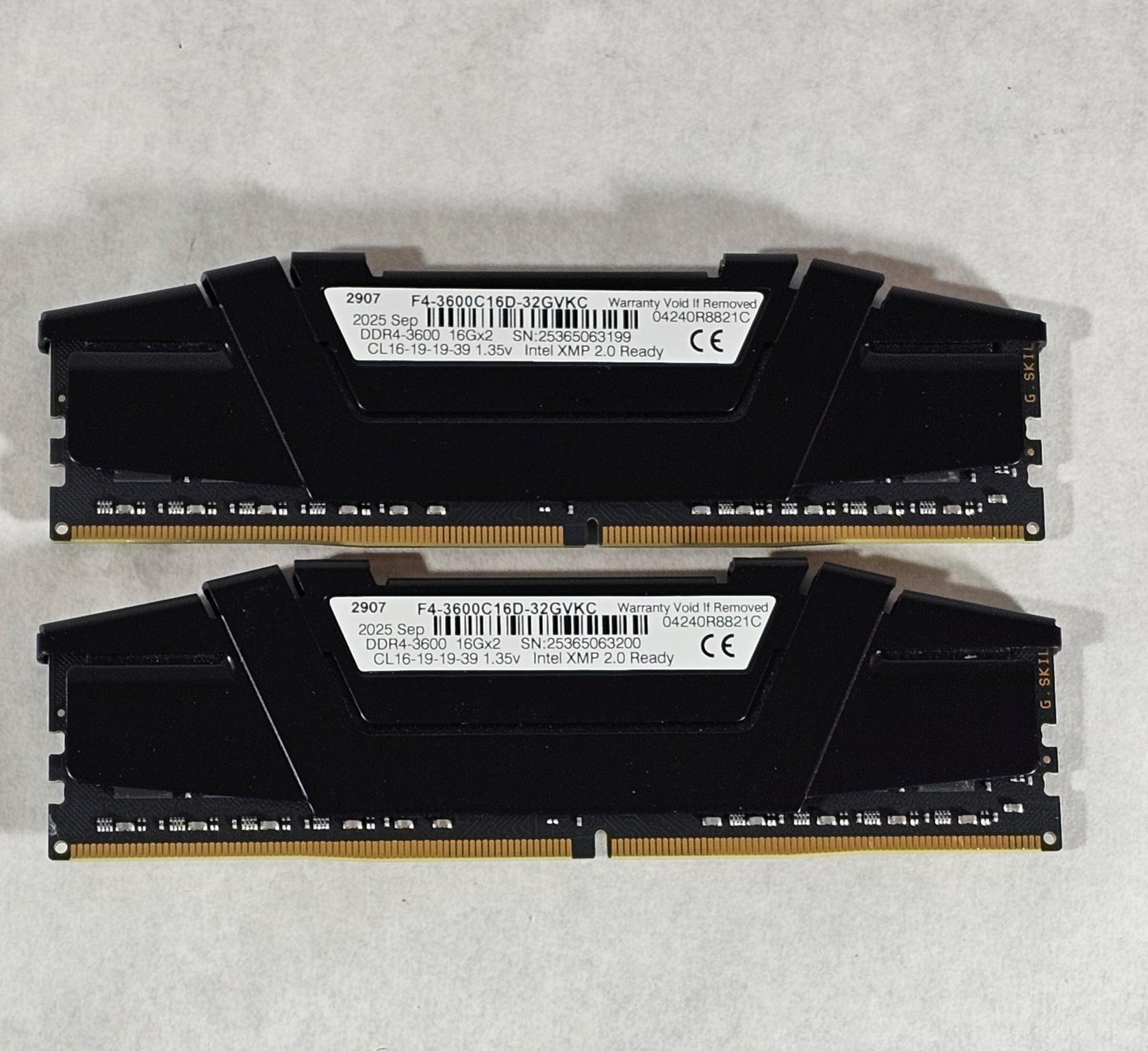 DDR4 32GB (2x16GB)  CL16 3600MHz G.SKILL RIPJAWS V