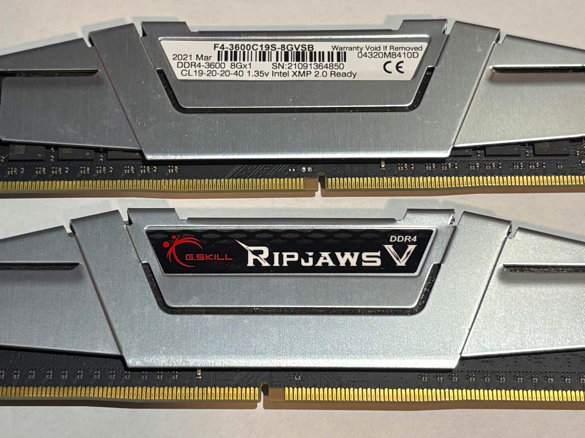 G.SKILL Ripjaws V 16GB (2x8GB) DDR4-3600 CL19 Memory Kit | Silver | Tested Working  Condition