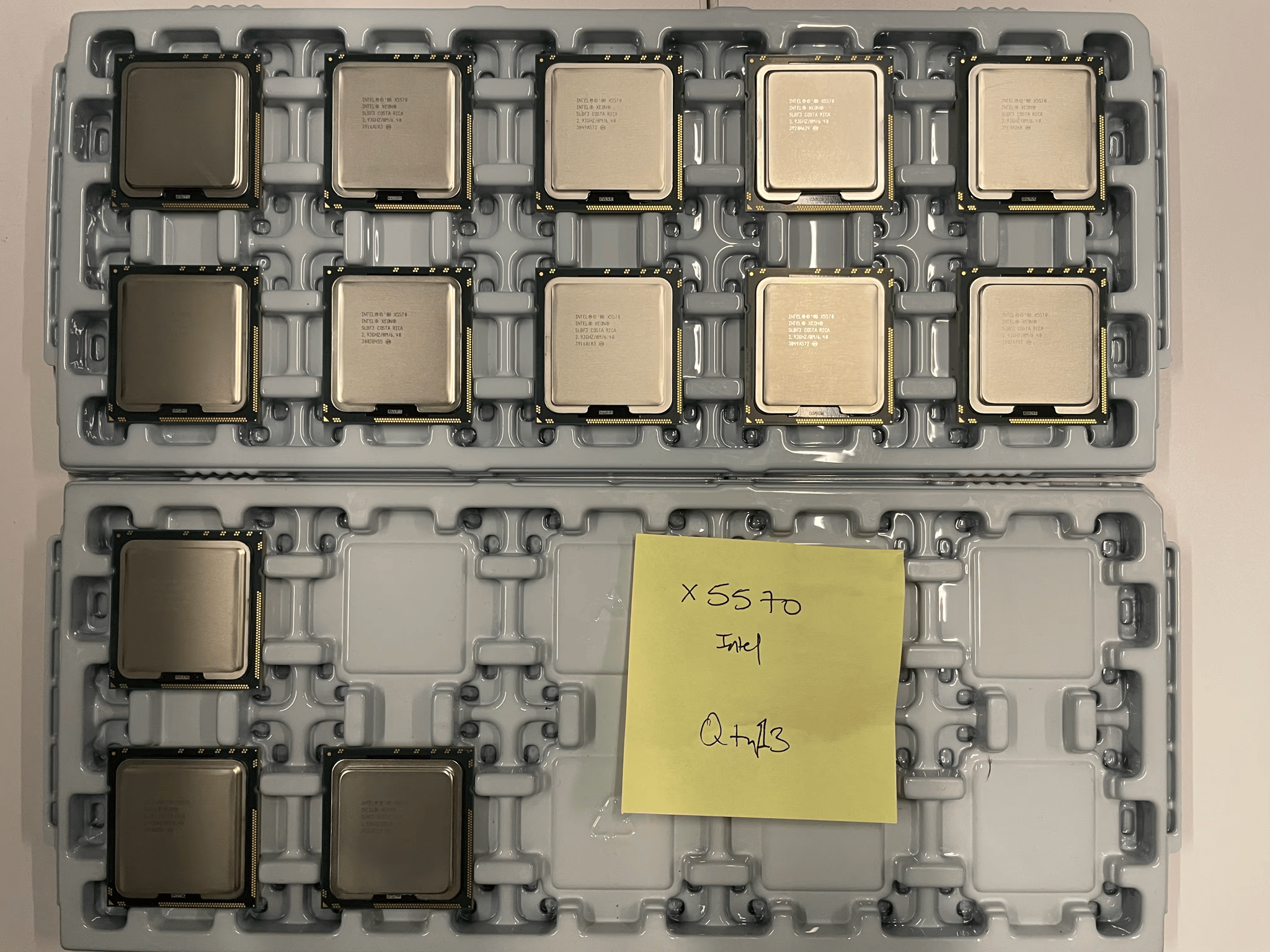 13x qty - Intel Xeon X5570, Quad Core, 2.93 GHz, OEM, new on tray