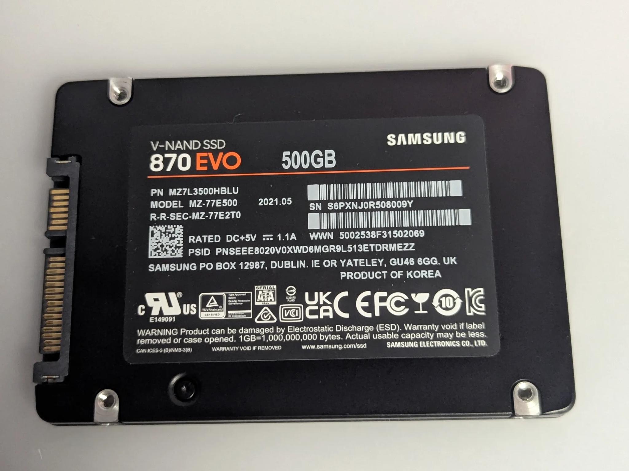 500 GB Samsung 870EVO SATA SSD