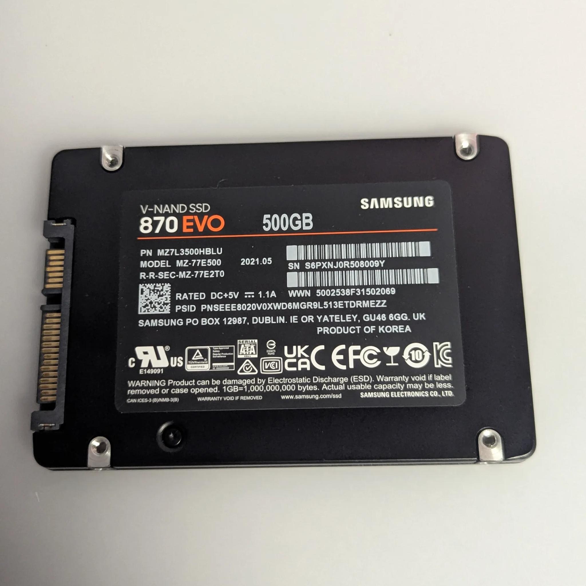 500 GB Samsung 870EVO SATA SSD