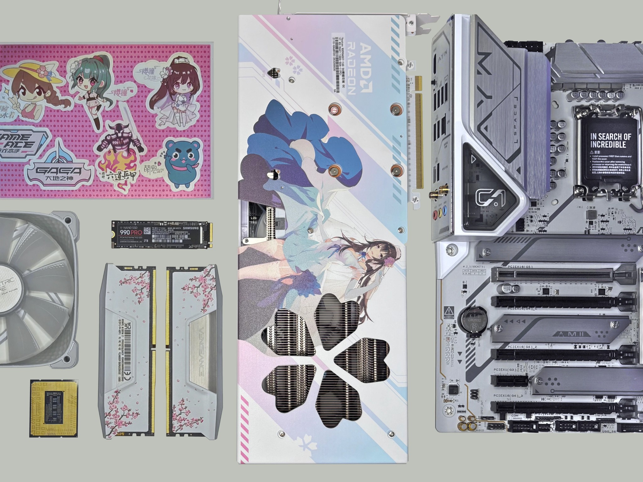 New High-End Custom PC|Sakura 9060XT 16GB|i5-14600K|32GB DDR5-6000|990Pro 2TB M.2|Z790|1000W