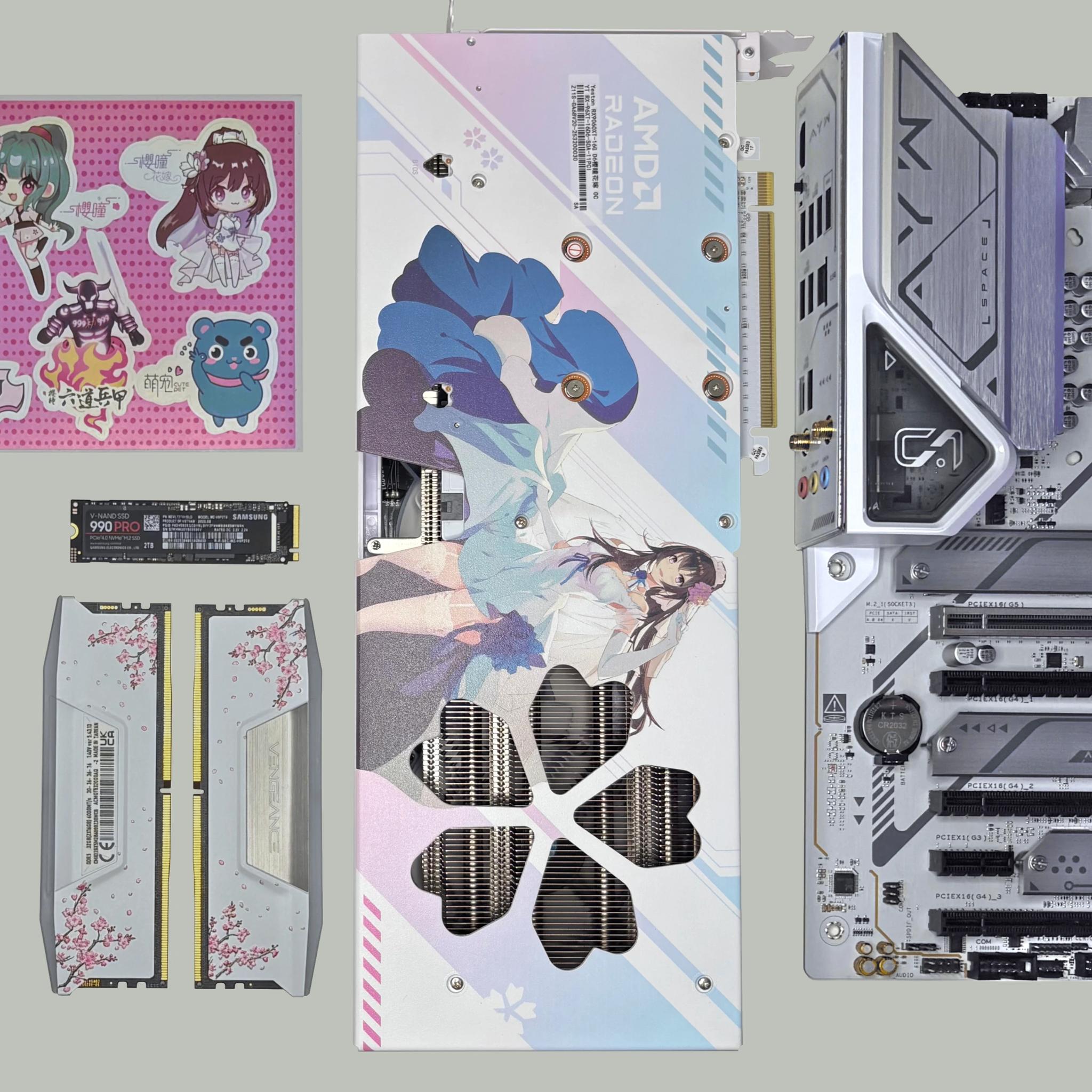 New High-End Custom PC|Sakura 9060XT 16GB|i5-14600K|32GB DDR5-6000|990Pro 2TB|Z790|1000W