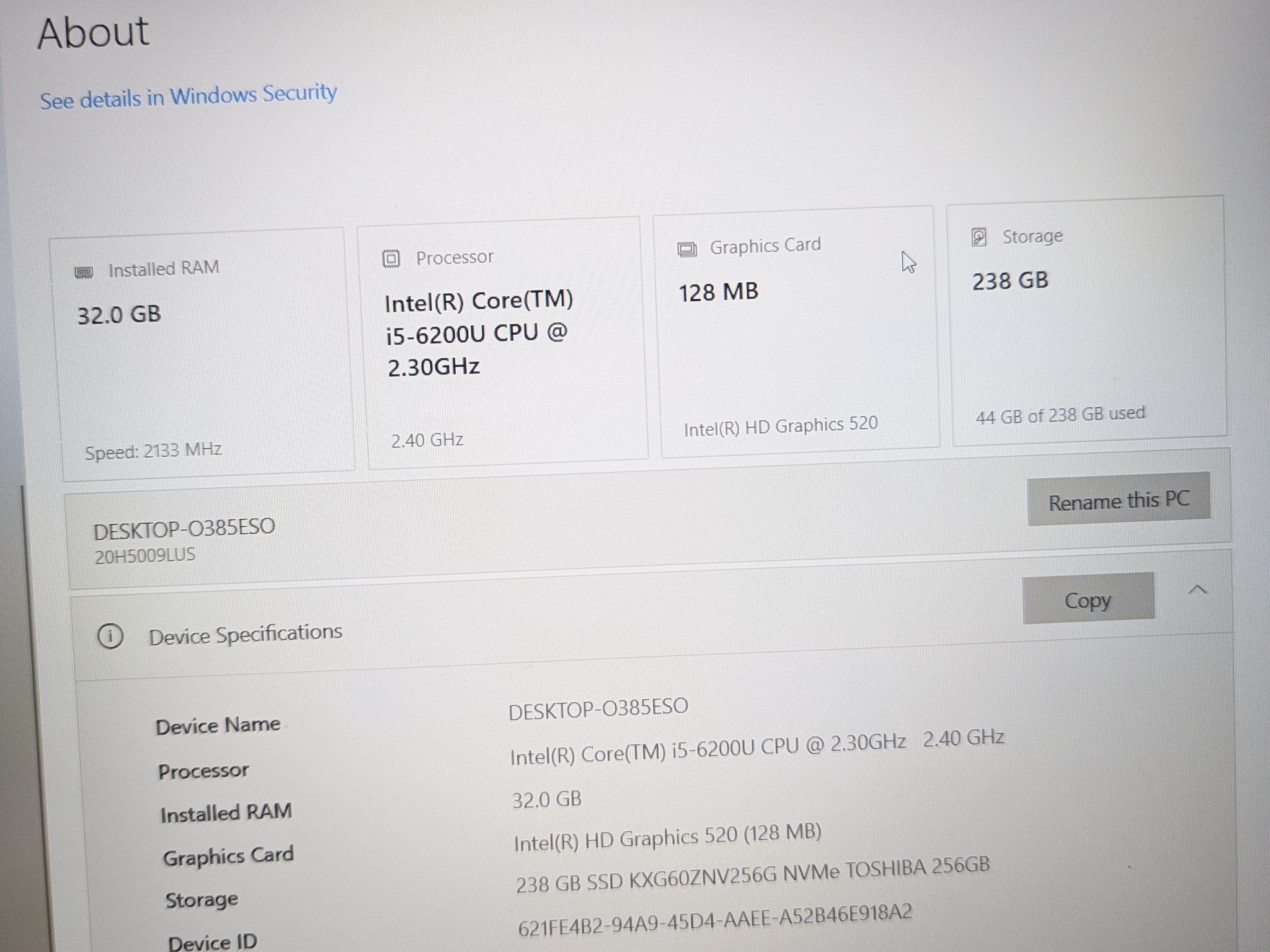 Lenovo Thinkpad E570 6th Gen i5 32gb 256gb M.2 SSD Windows 10