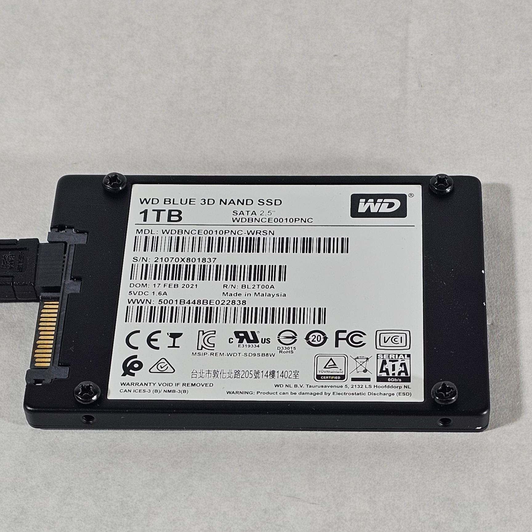 1TB 2.5" SATA SSD WD Blue 3D NAND