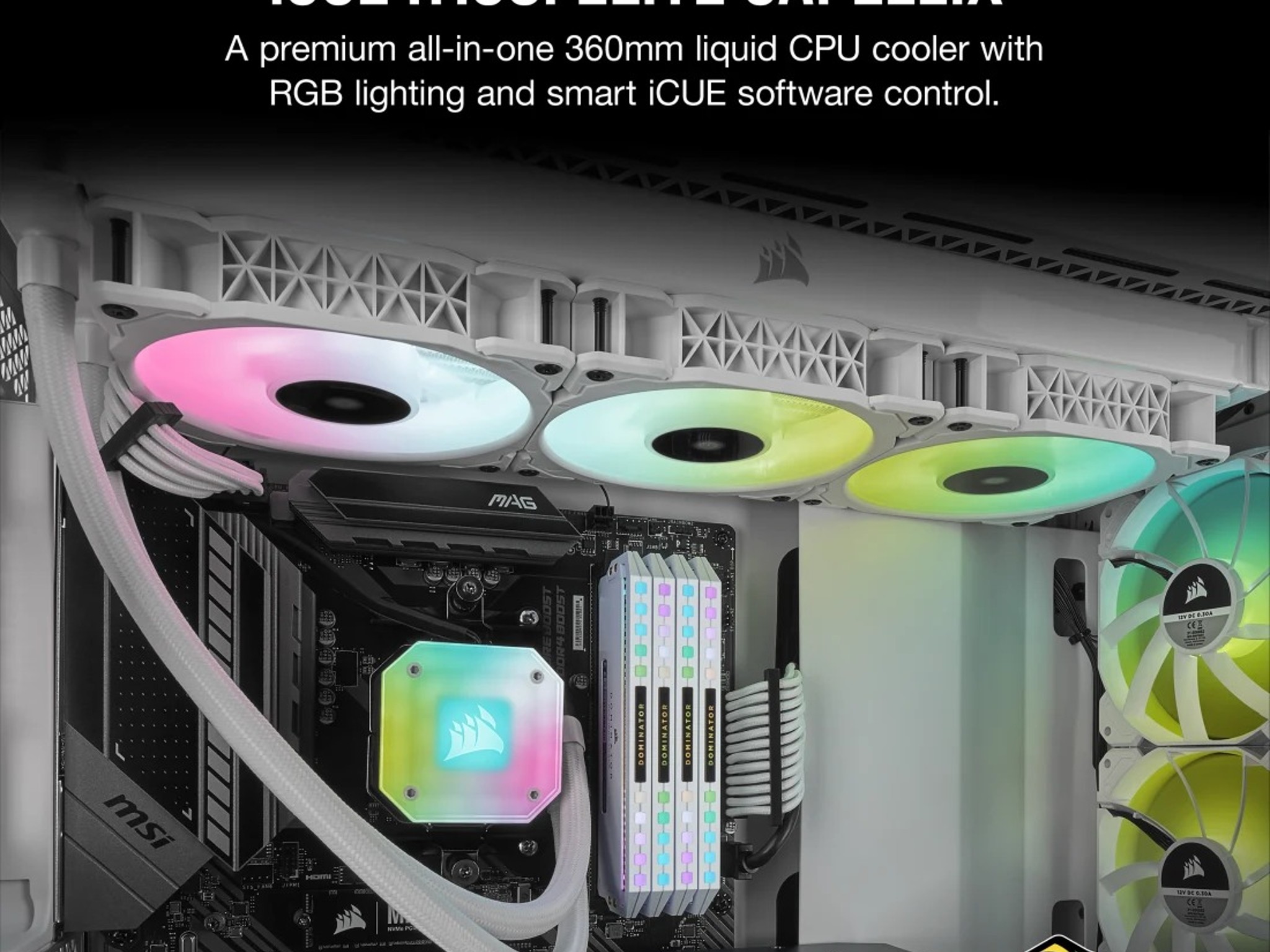 (SALE! 🔥) Corsair iCUE H150i Elite Capellix AIO w/QL120 Fans & LCD Upgrade (White)