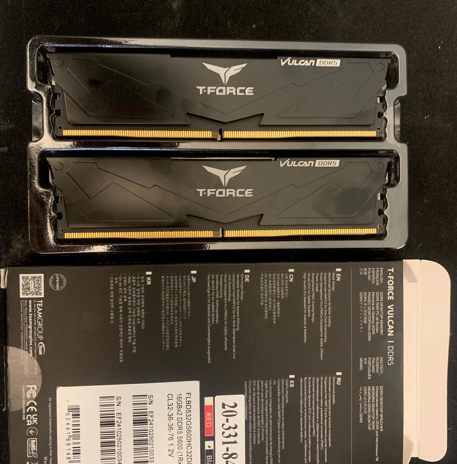 Team Group - Team T-Force Vulcan 32GB (2 x 16GB) 288-Pin PC RAM DDR5 5600 (PC5 44800)