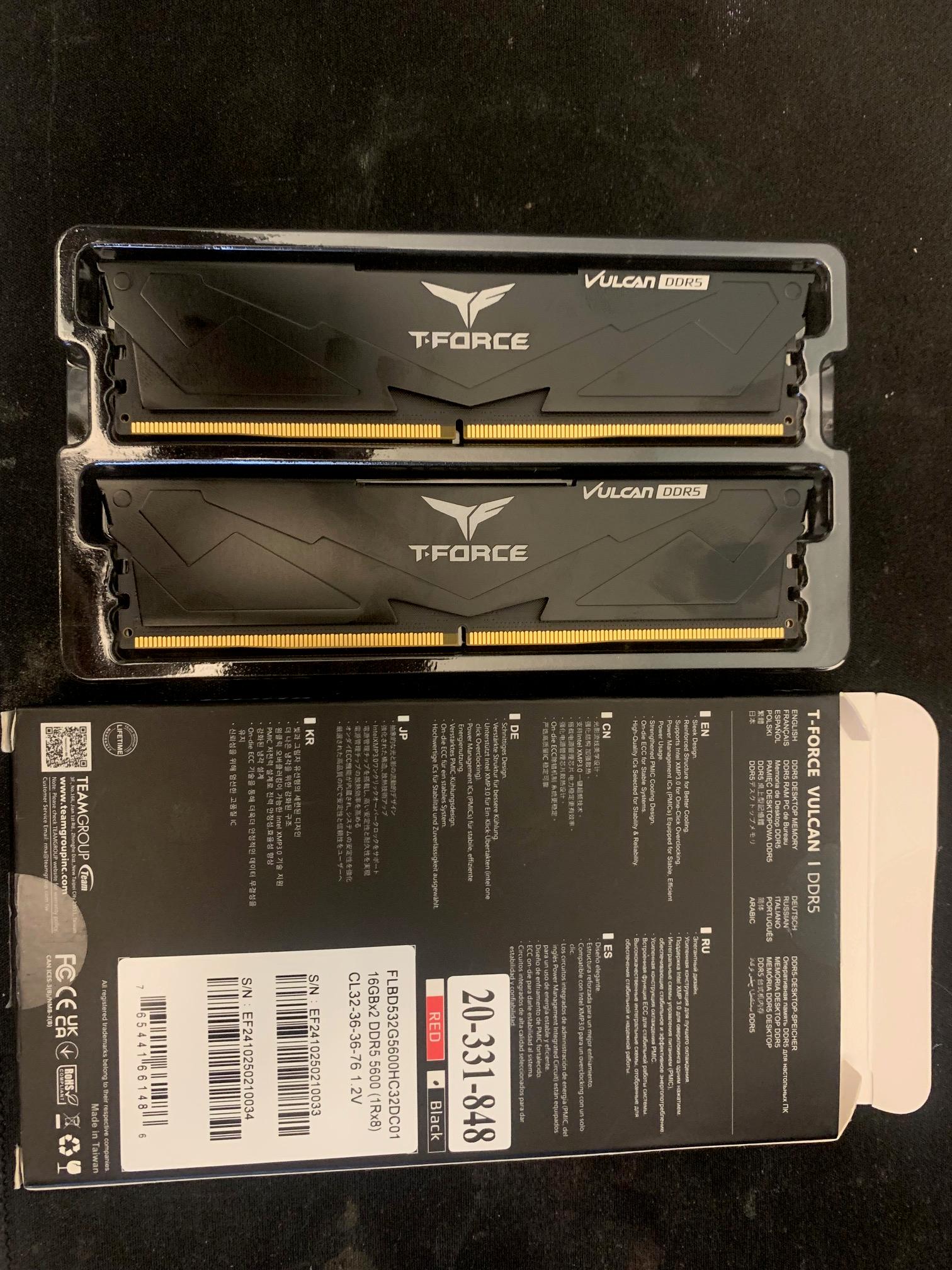 Team Group - Team T-Force Vulcan 32GB (2 x 16GB) 288-Pin PC RAM DDR5 5600 (PC5 44800)