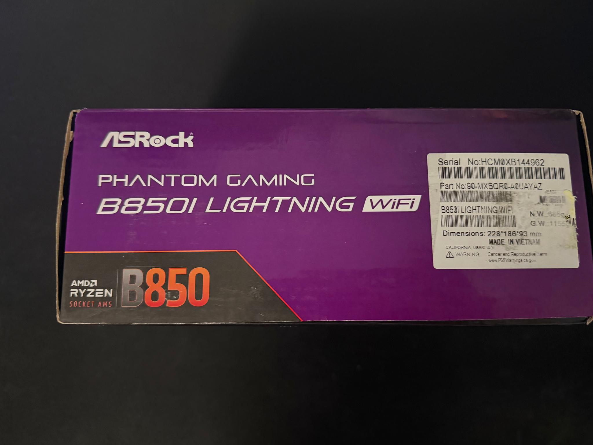 ASRock B850I Lightning WiFi AM5 Motherboard AMD B850 SATA 6Gb/S Mini ITX