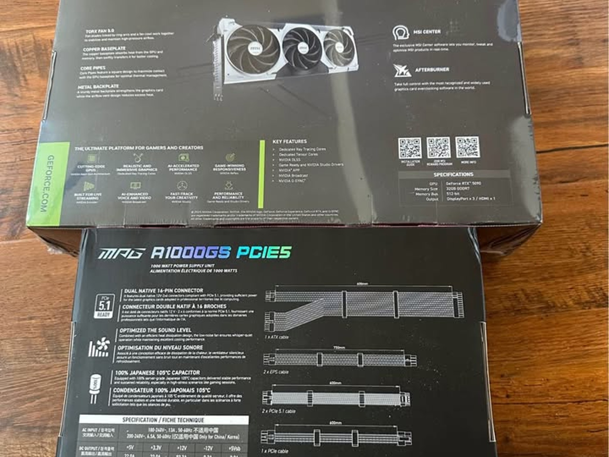BNIB bundle MSI GeForce RTX 5090 32G VENTUS 3X OC and MPG A1000GS PCIE5 ATX 3.1 1000W Gold PSU