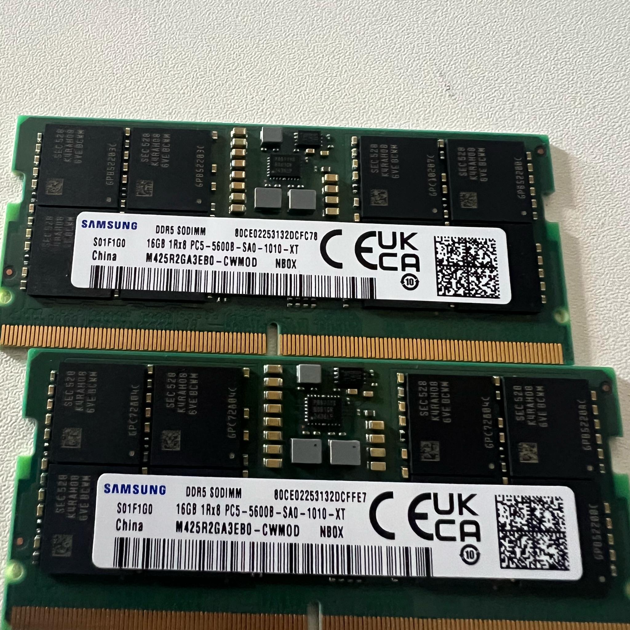 Samsung 32GB DDR5 Laptop RAM Kit (2 x 16GB) 5600MHz SODIMM - Brand New Pull