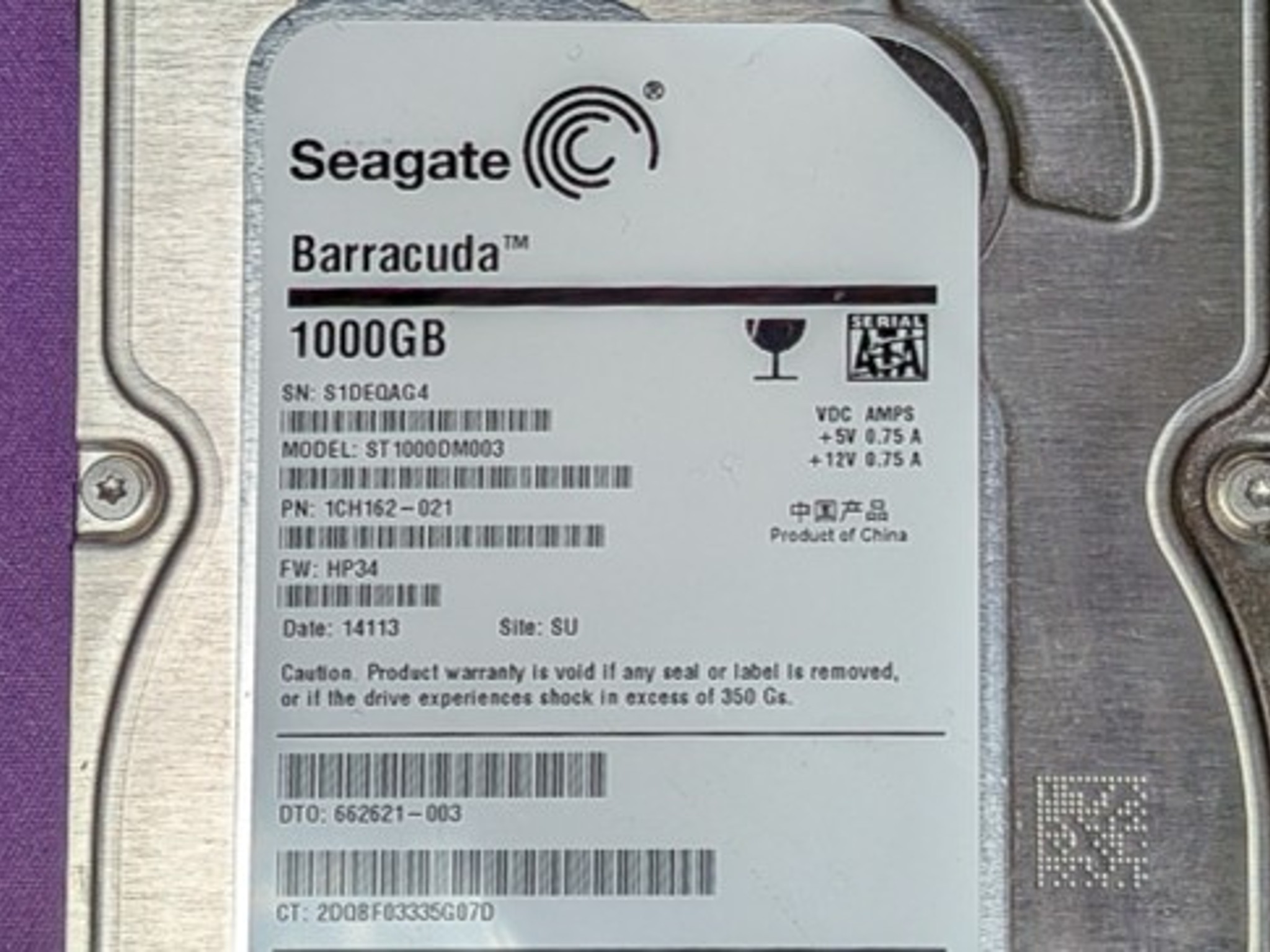 1TB Seagate Barracuda Hard Drive