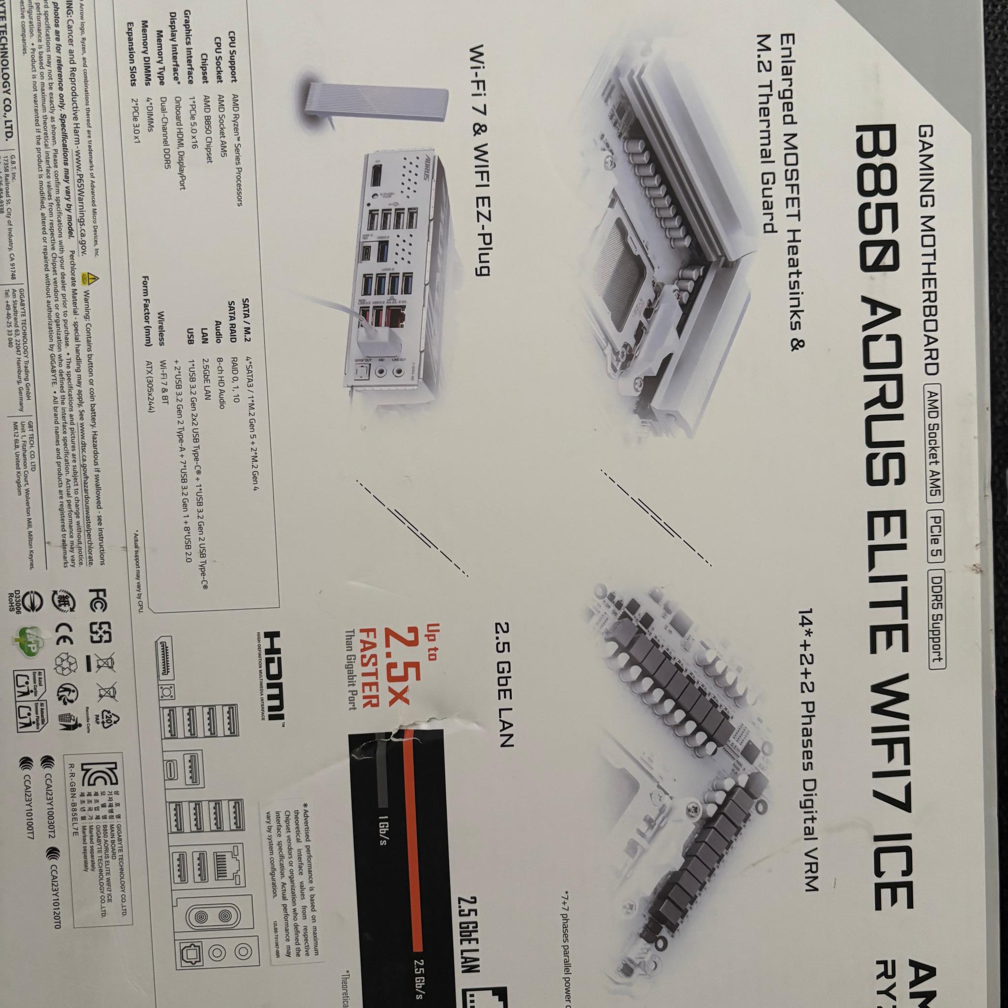 GIGABYTE B850 AORUS ELITE WIFI7 ICE