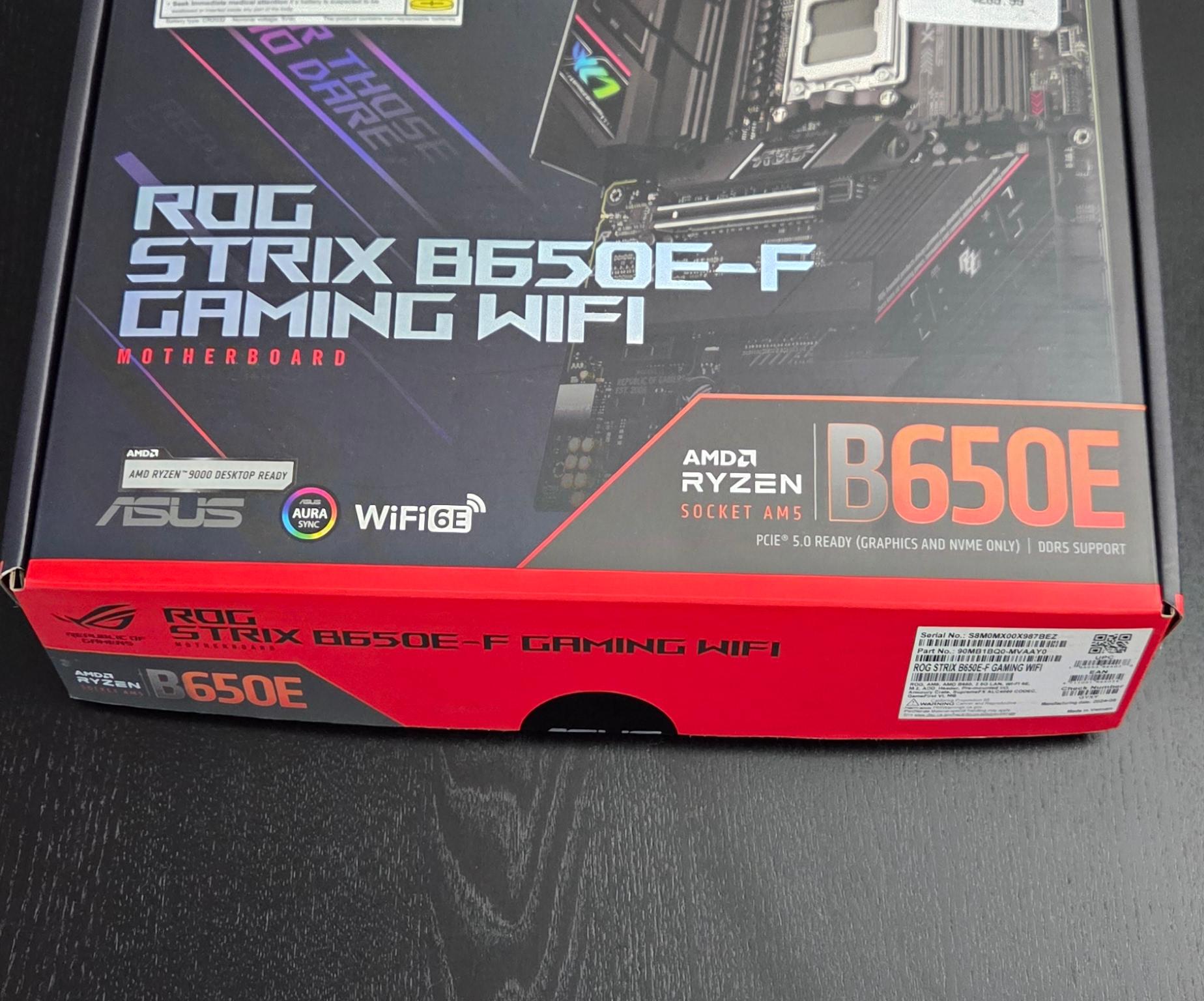 Asus ROG Strix B650e-f , AMD 7800X3D Gskill DDR5 6000 CL28