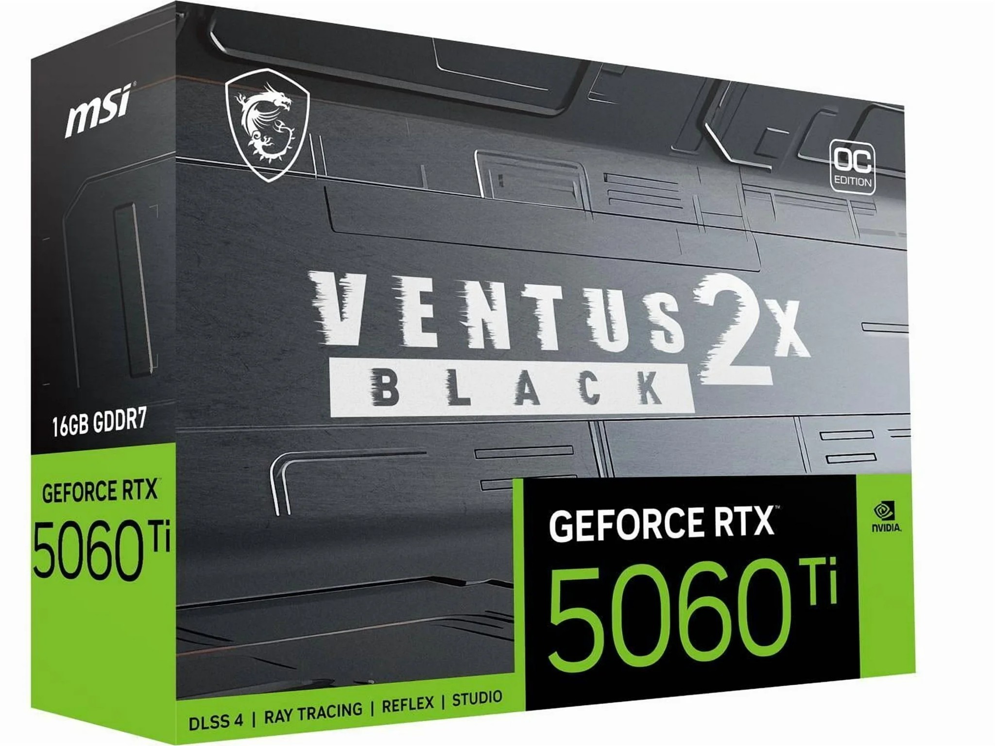 MSI NVIDIA GeForce RTX 5060 Ti Graphic Card - 16 GB GDDR7 - Black - PCI Express 5.0