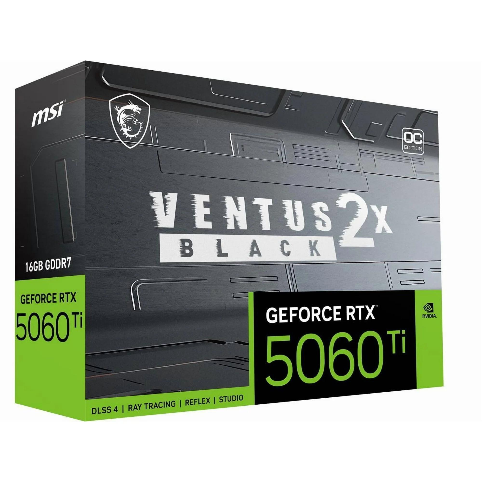 MSI NVIDIA GeForce RTX 5060 Ti Graphic Card - 16 GB GDDR7 - Black - PCI Express 5.0