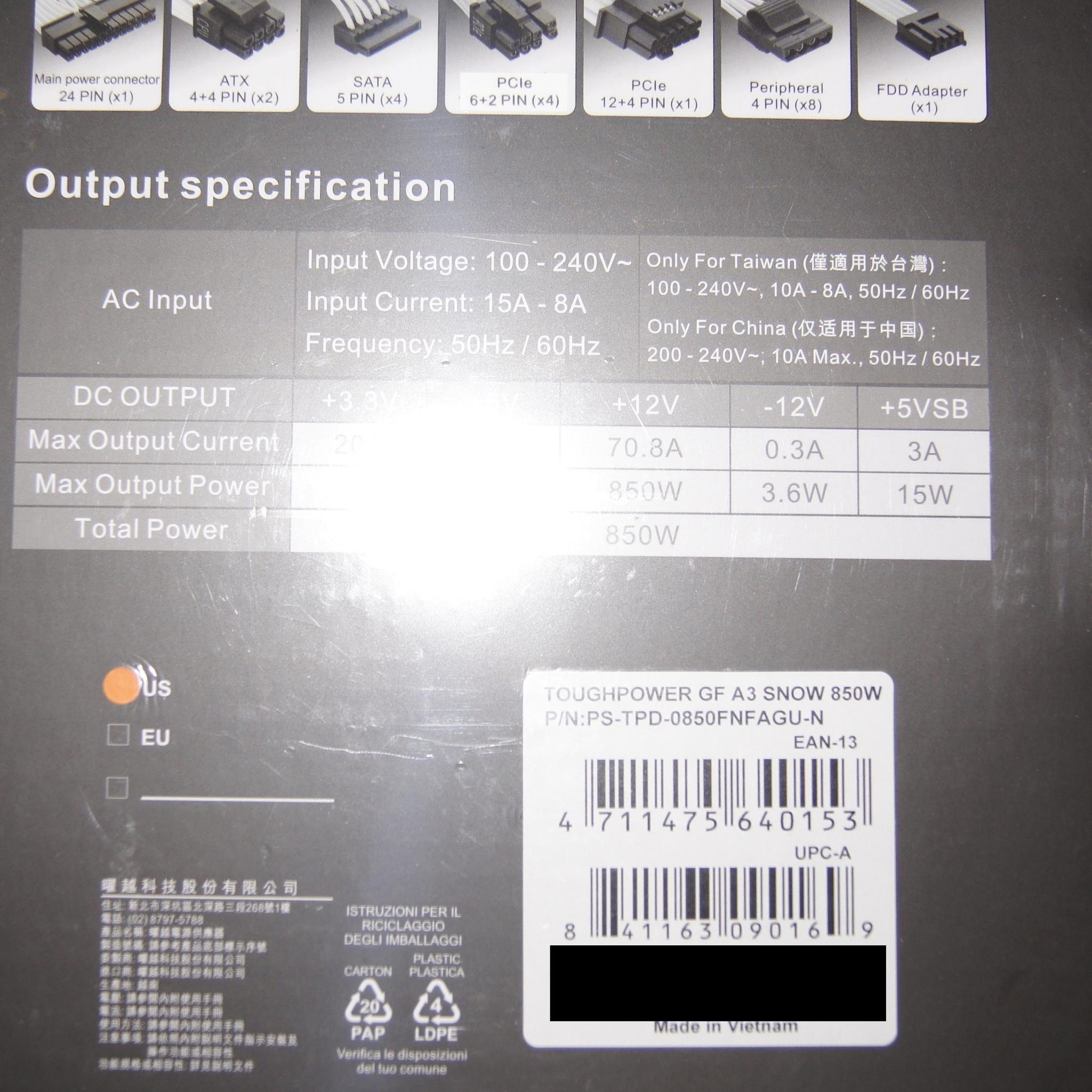 ThermalTake Toughpower GF A3 Snow 850W - TT Premium Edition