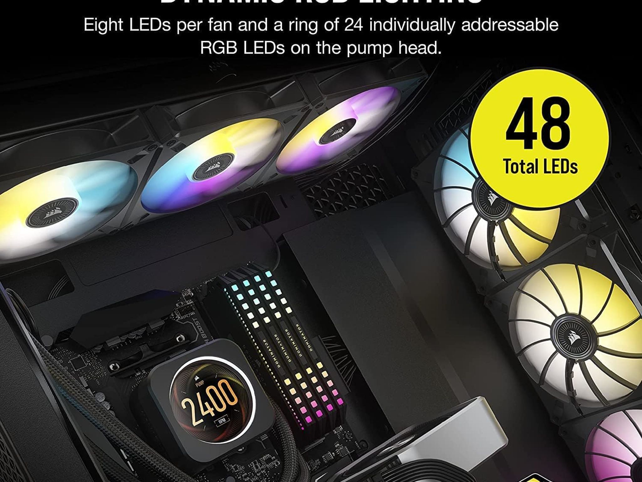 Corsair H150i Elite LCD AIO Liquid Cooler - LCD Screen - 360mm Black
