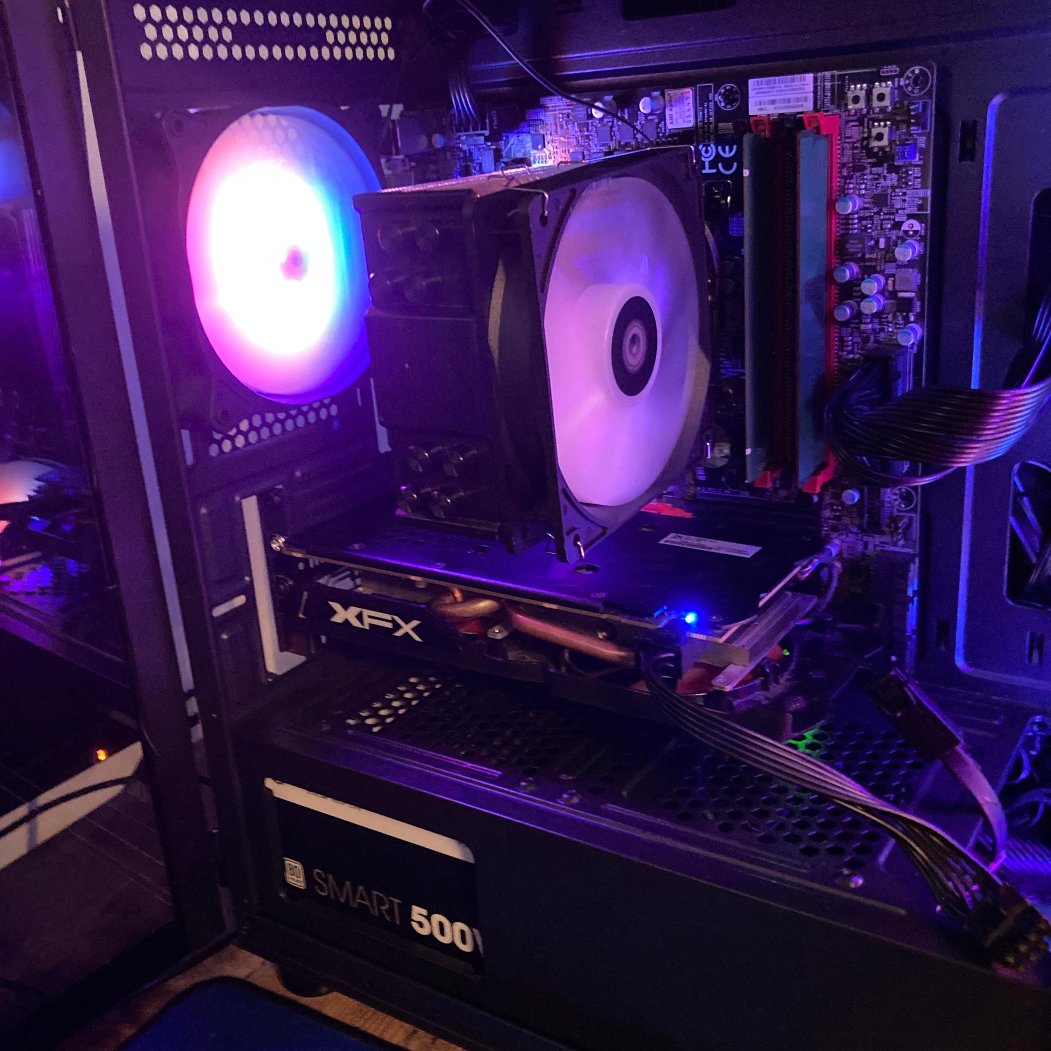 🔥 1080P GAMING PC – i7-6700 / RX 570 4GB / 256GB SSD / ARGB RGB Case / Win10 Pro 🔥