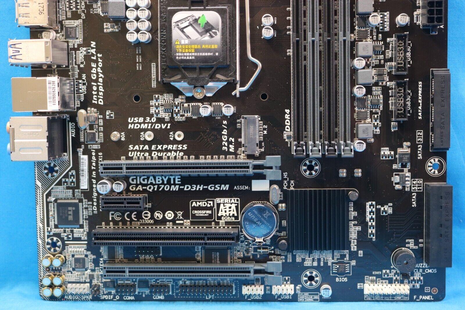 Gigabyte GA-Q170M-D3H-GSM Intel LGA1151/Socket H4 DDR4 mATX Motherboard & I/O