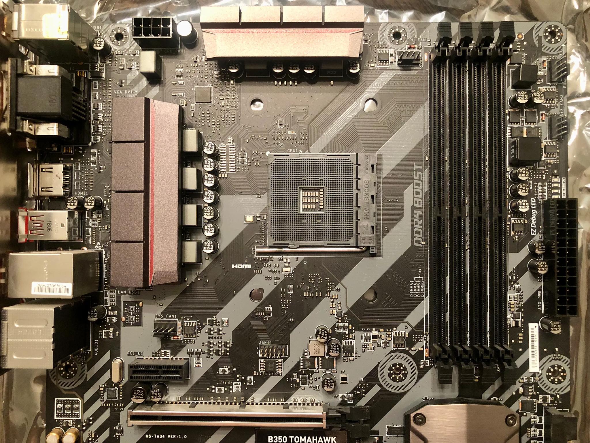 MSI B350 Tomahawk Motherboard (Read Description)