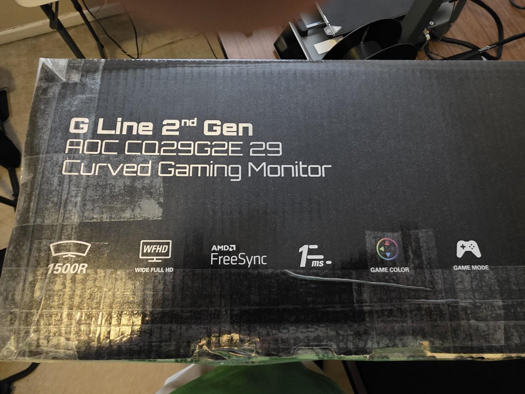AOC CQ29G2E 29" 2K 1080P Curved Widescreen 21:9 Monitor 75Hz Gaming - Productivity - General Use