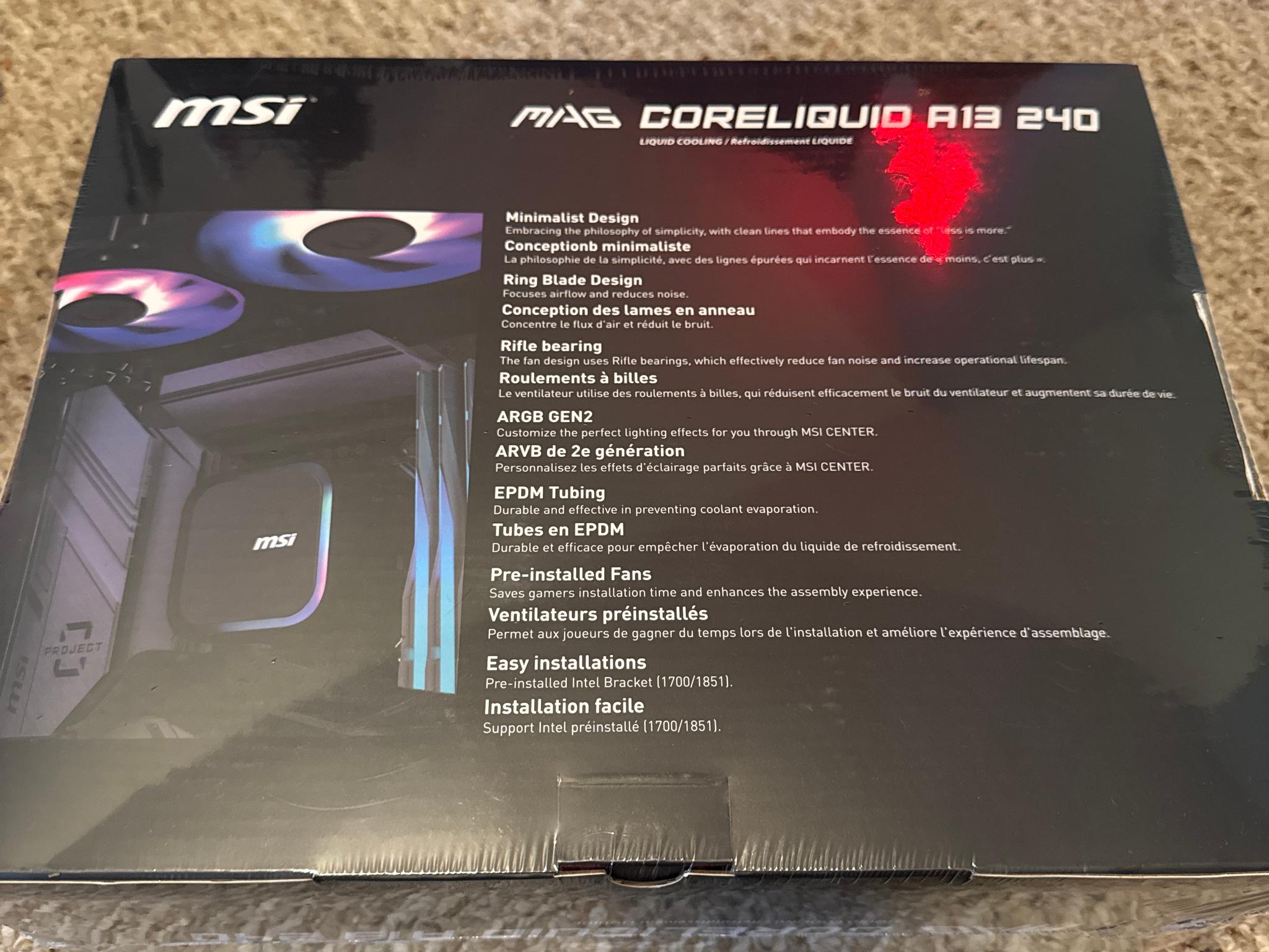 Brand New MSI MAG CoreLiquid A13 240 AIO Cooler