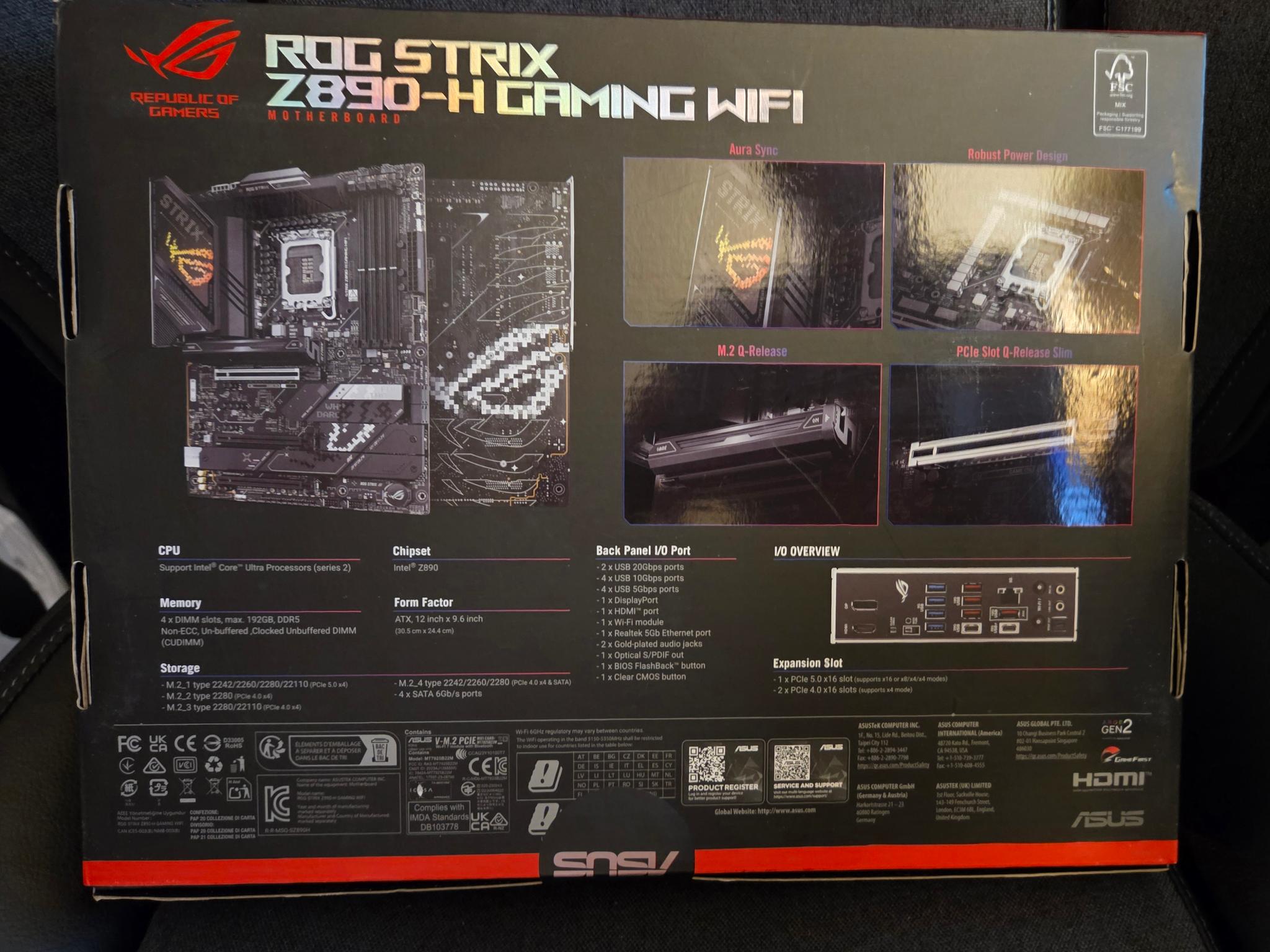 ASUS ROG STRIX Z890-H GAMING WIFI INTEL CORE ULTRA