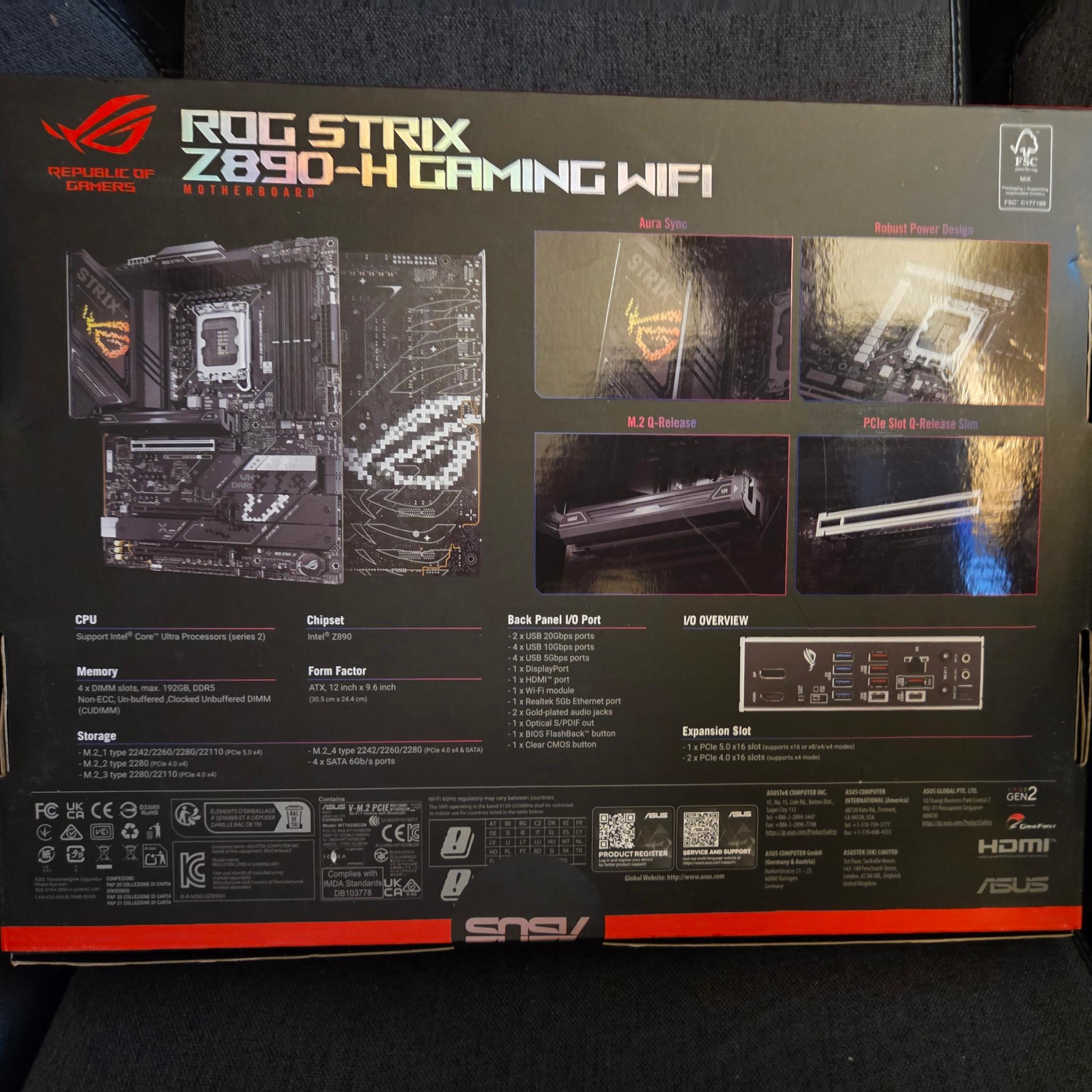 ASUS ROG STRIX Z890-H GAMING WIFI INTEL CORE ULTRA