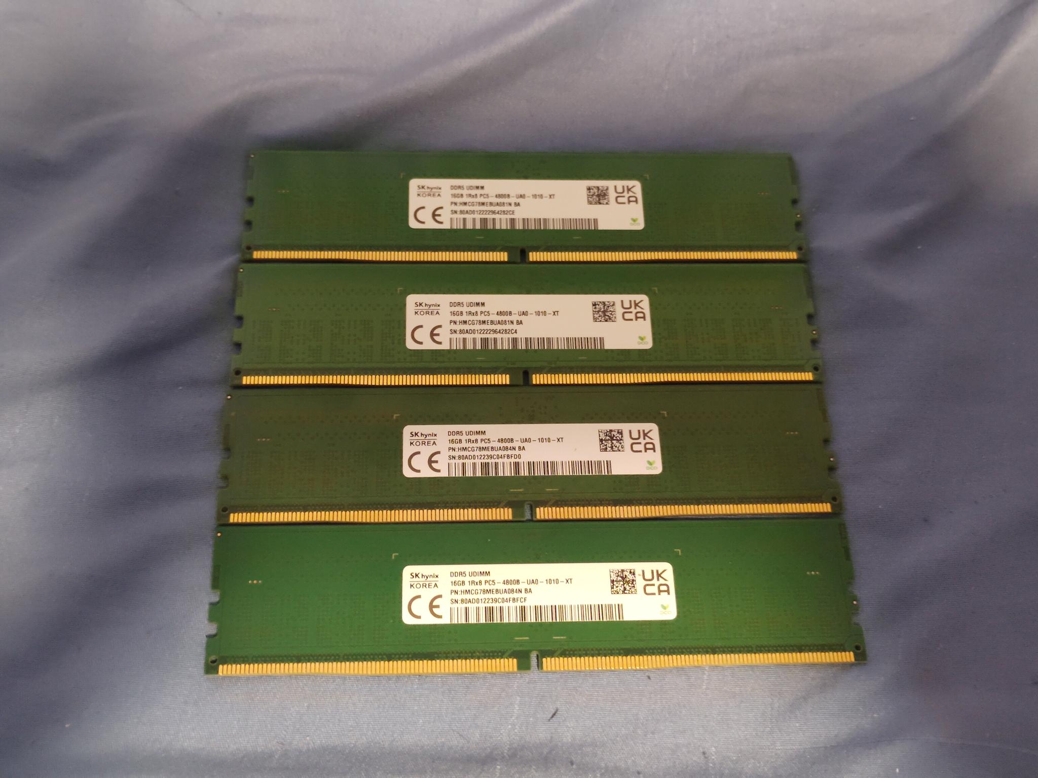 SK Hynix 64 GB (4x16GB) DDR5 4800 Mhz Desktop DIMM Ram - Works great!