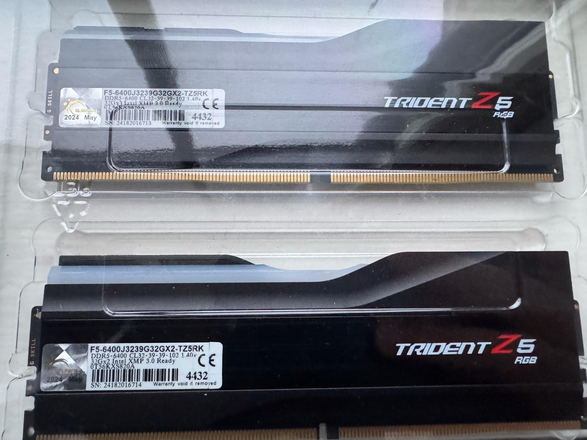 G.SKILL Trident Z5 RGB 64GB (2 x 32GB) 288-Pin PC RAM DDR5 6400 Model F5-6400J3239G32GX2-TZ5RK