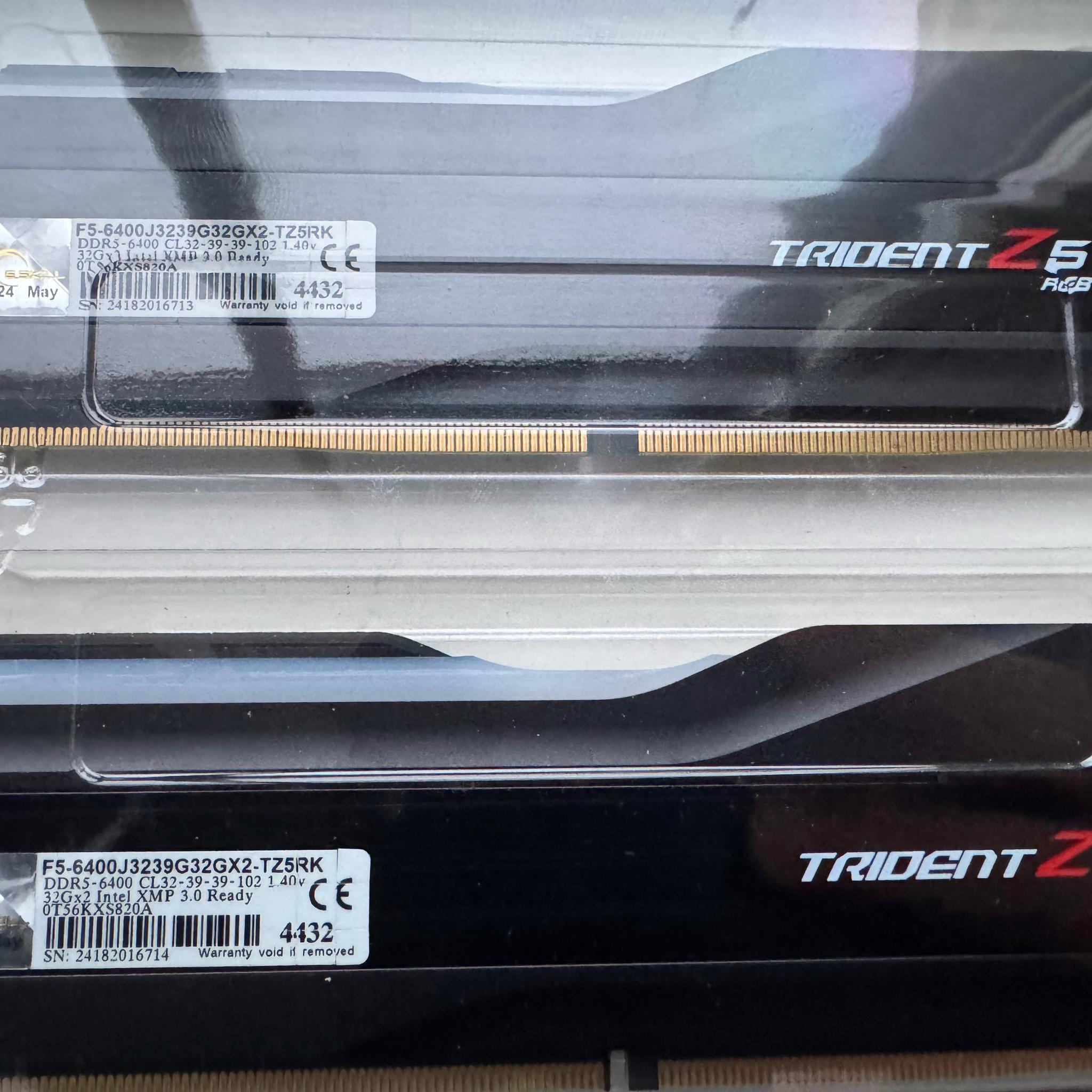 G.SKILL Trident Z5 RGB 64GB (2 x 32GB) 288-Pin PC RAM DDR5 6400 Model F5-6400J3239G32GX2-TZ5RK