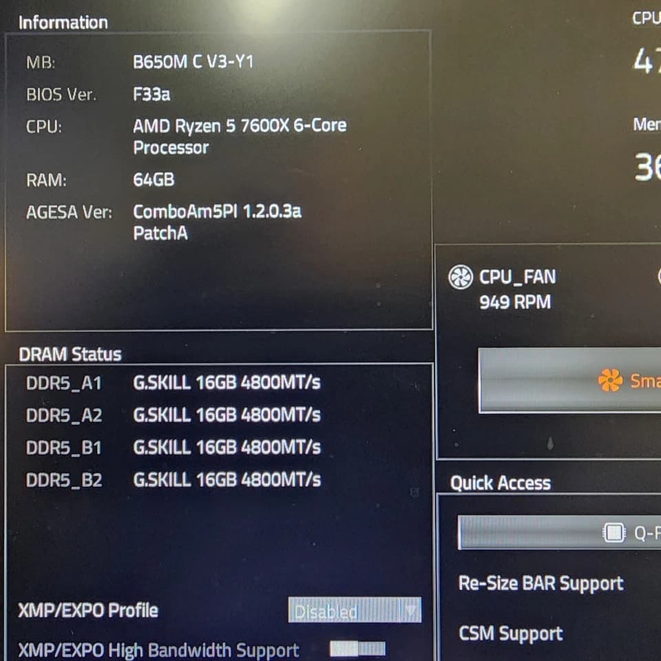 UPDATED BIOS GIGABYTE B650M C V3-Y1 WIFI AM5 DDR5 MATX MOTHERBOARD