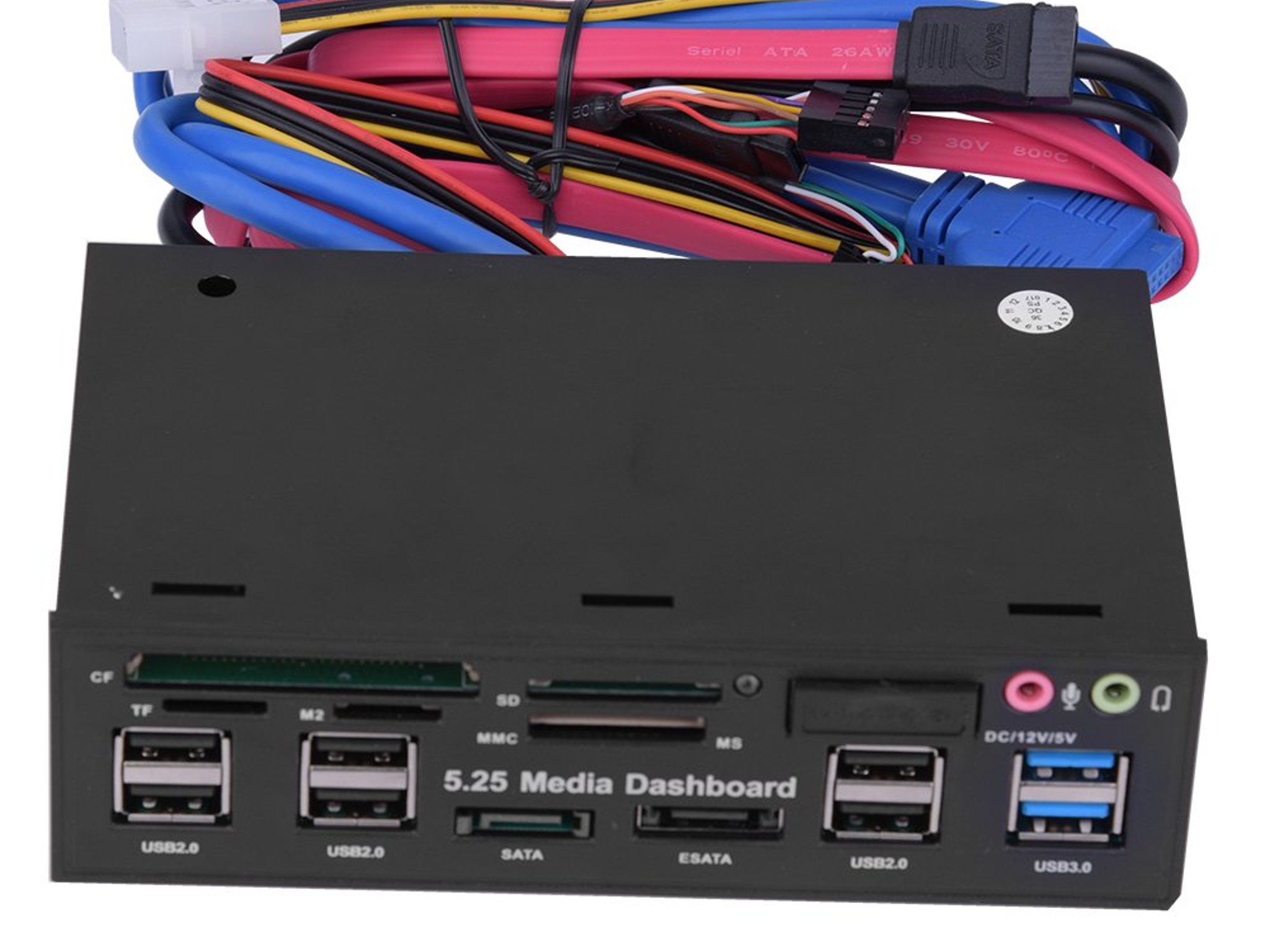 5.25inch Media Dashboard Multi Function USB 3.0 Hub TF M2 SD MS Card Reader Desktop Front I/O