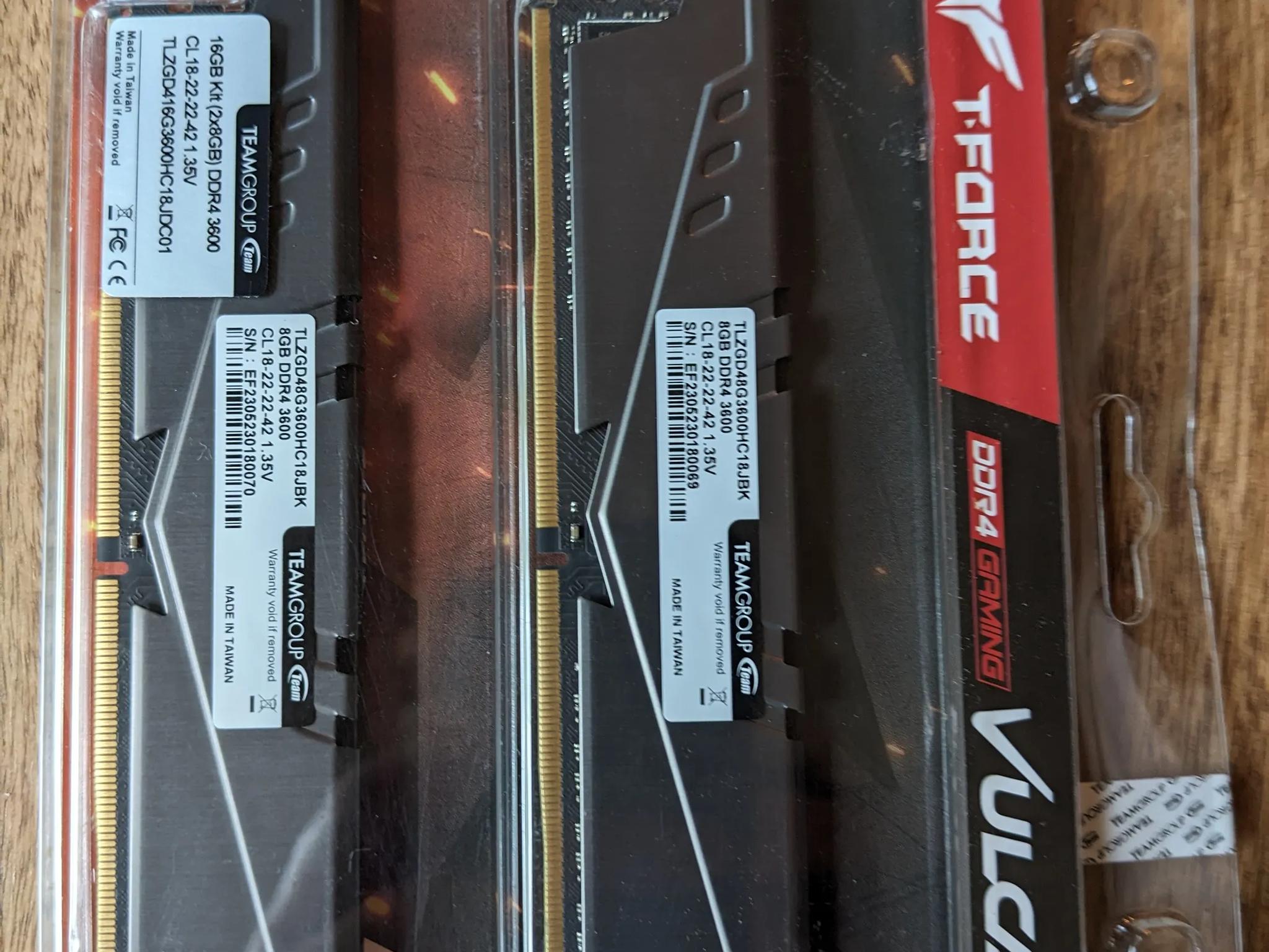 Brand New in Box DDR4 3600 CL18 16GB Kit (2x8GB) from Teamgroup
