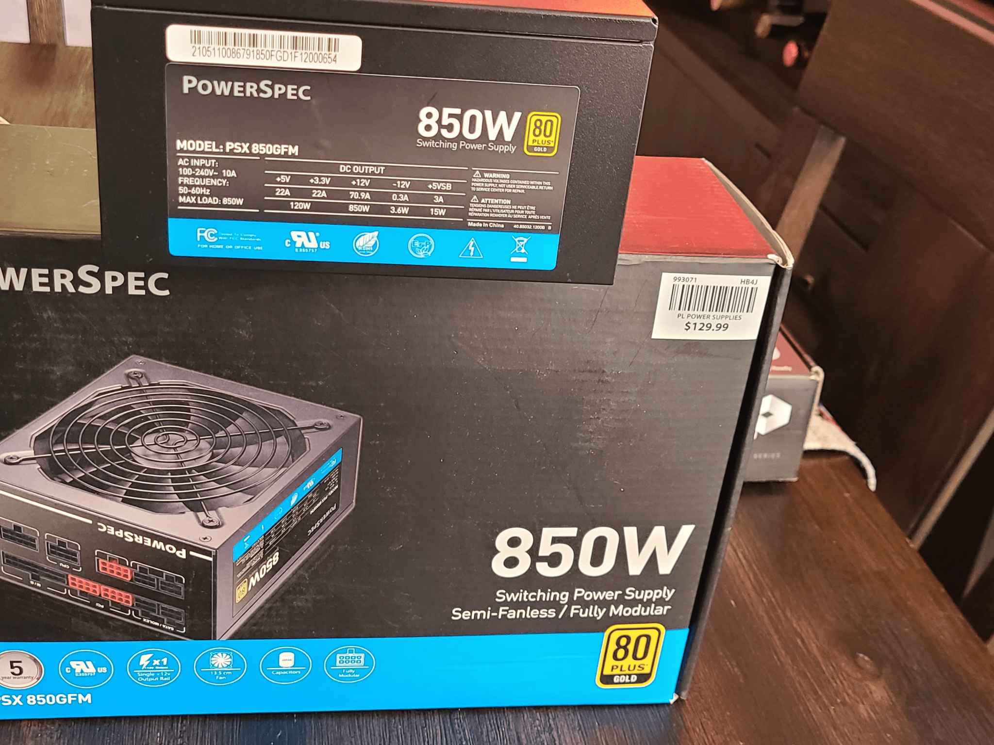 PowerSpec 850 Watt 80 Plus Gold ATX Fully Modular Power Supply