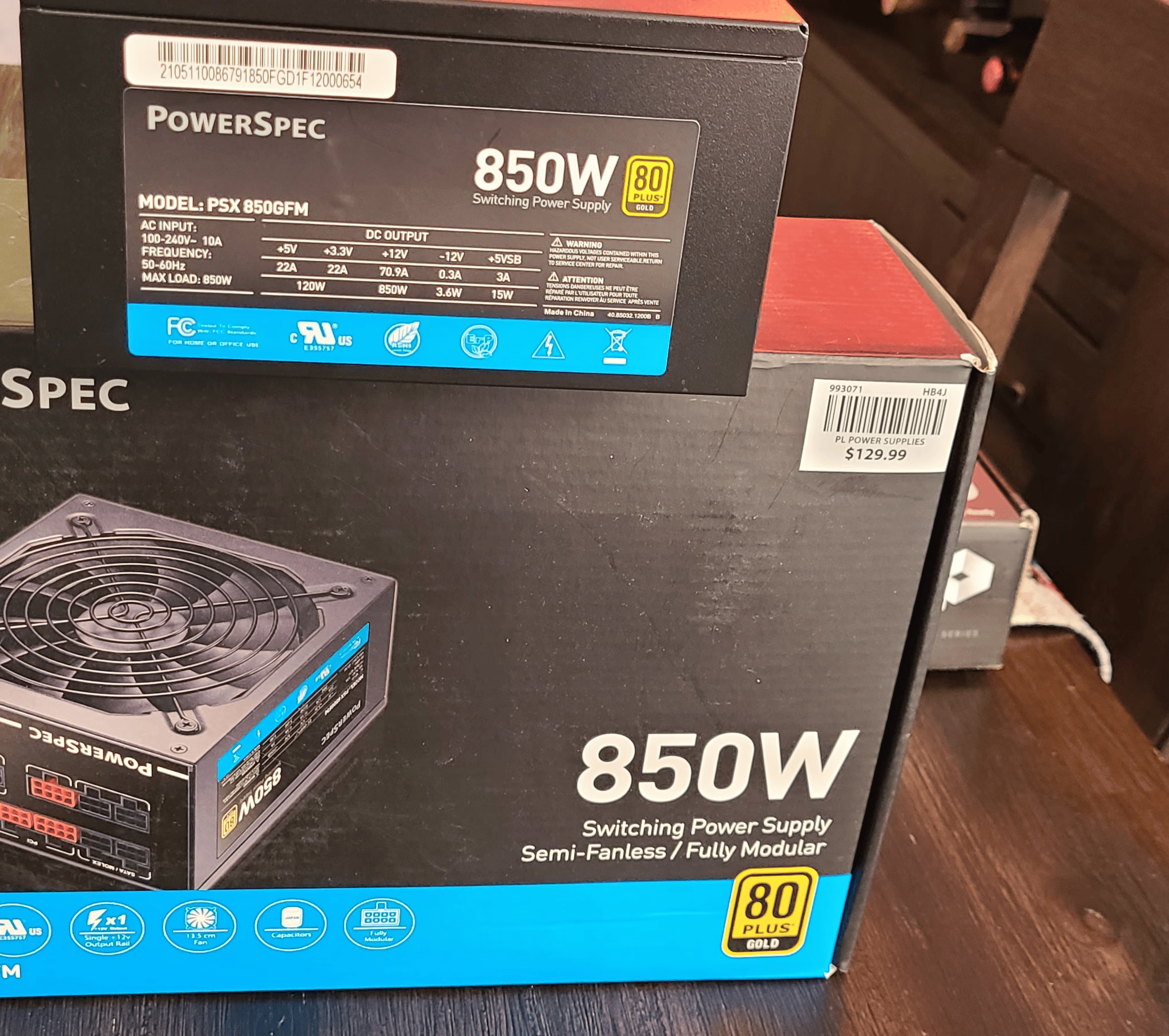PowerSpec 850 Watt 80 Plus Gold ATX Fully Modular Power Supply