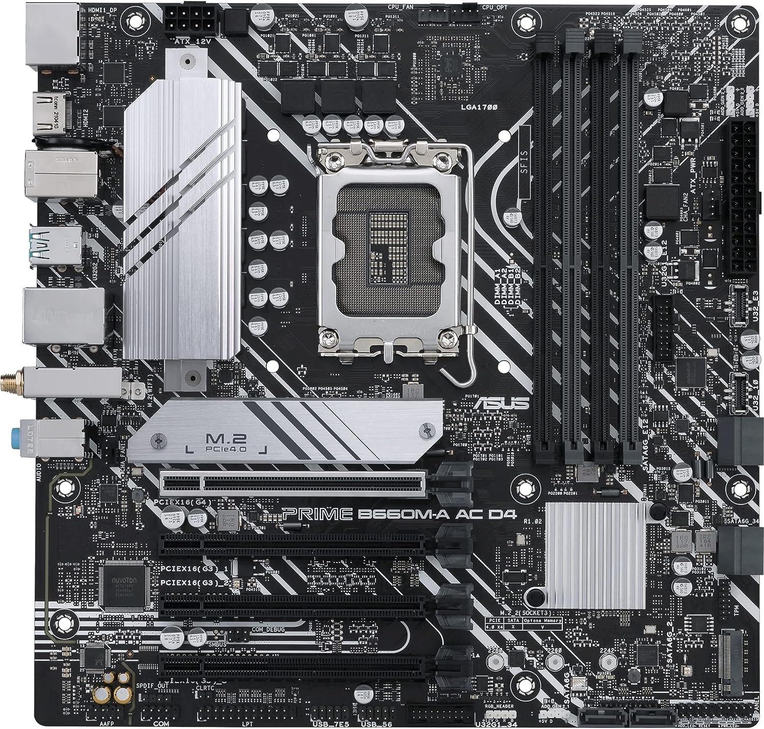 ASUS Prime B660M-A AC D4 LGA 1700(Intel 12th, 13th and 14th Gen) mATX Motherboard